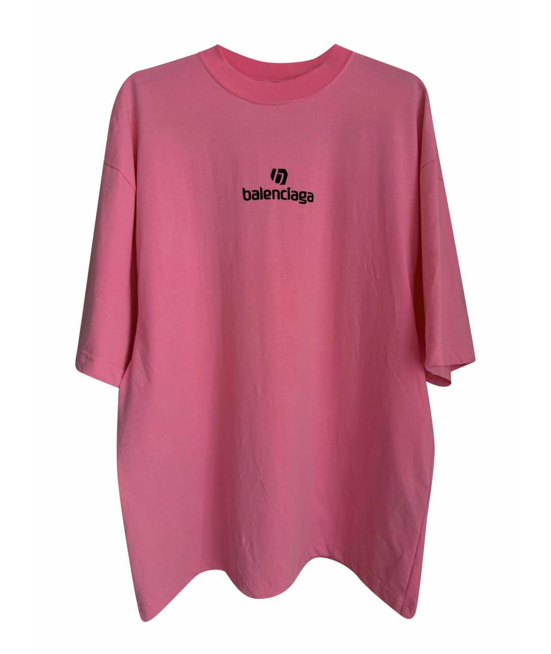 BALENCIAGA Розовая хлопковая футболка, фото 1