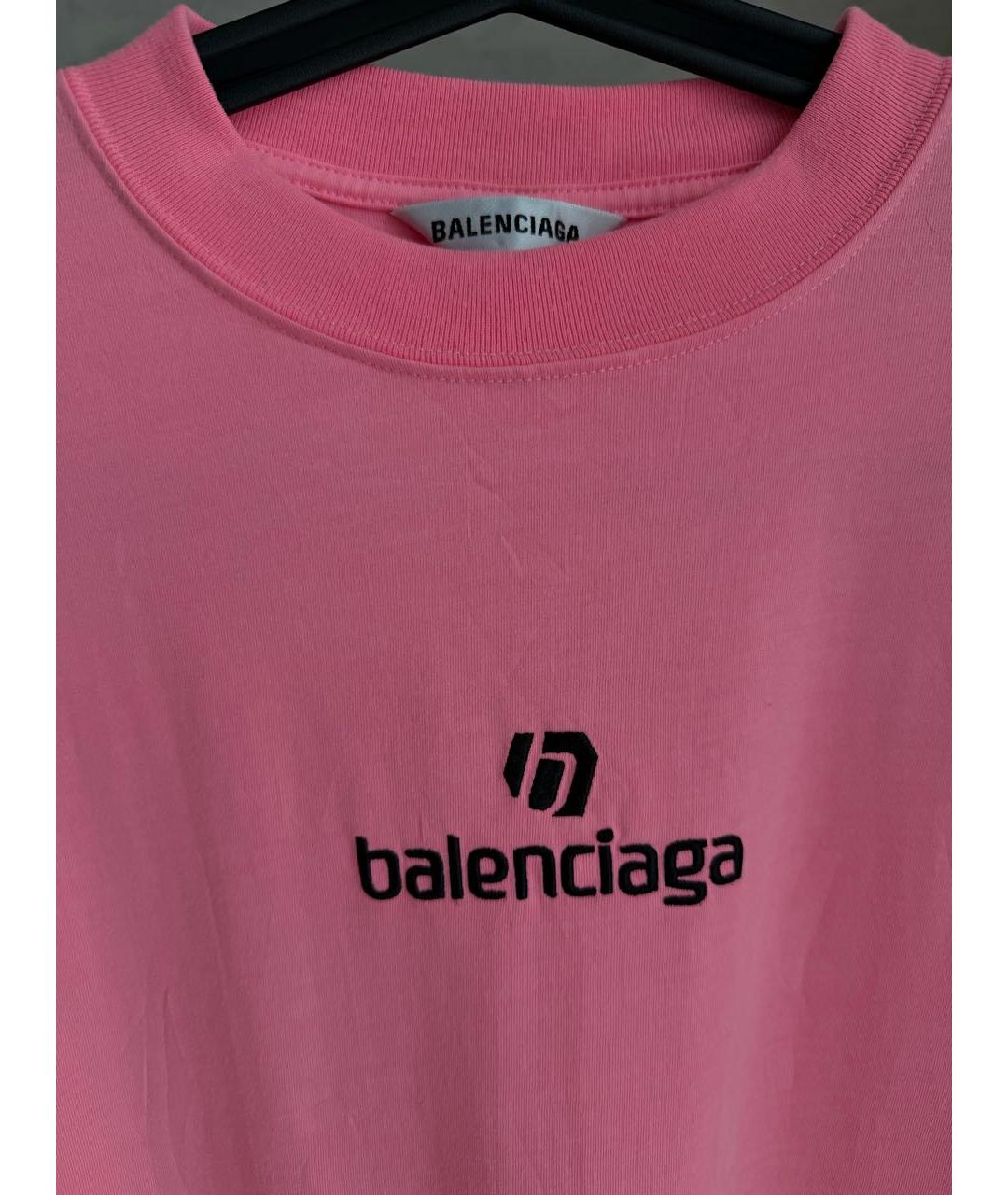 BALENCIAGA Розовая хлопковая футболка, фото 3