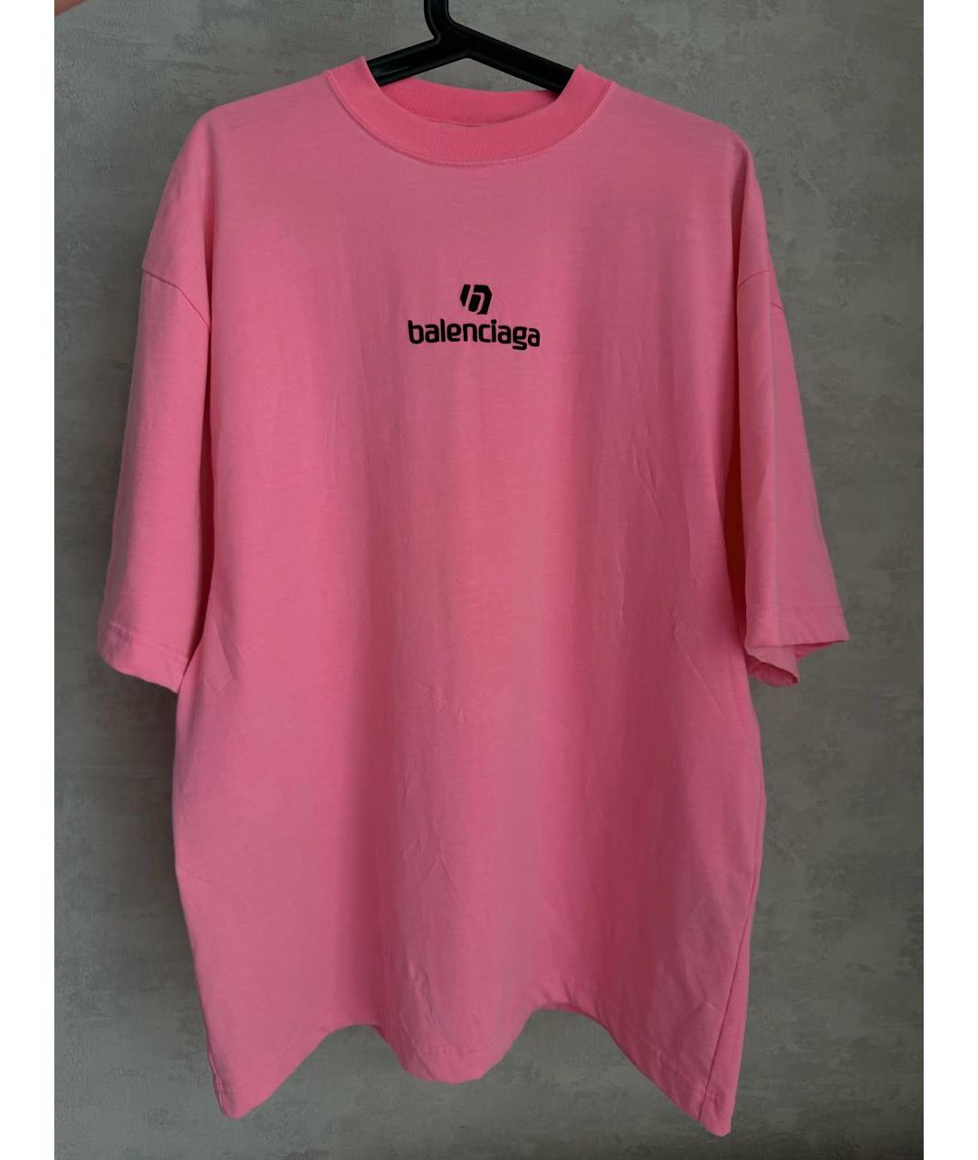 BALENCIAGA Розовая хлопковая футболка, фото 5