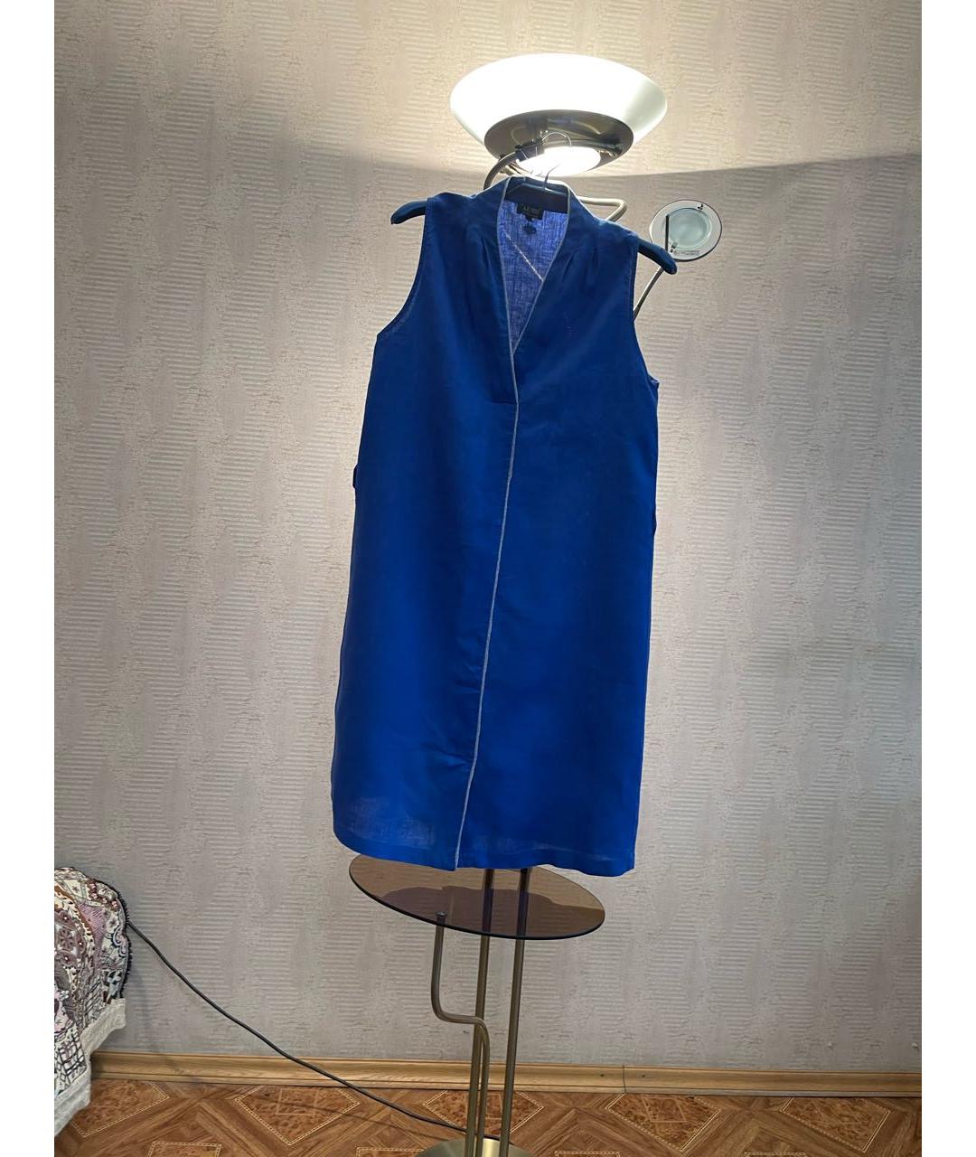 ARMANI JEANS Голубое льняное повседневное платье, фото 8