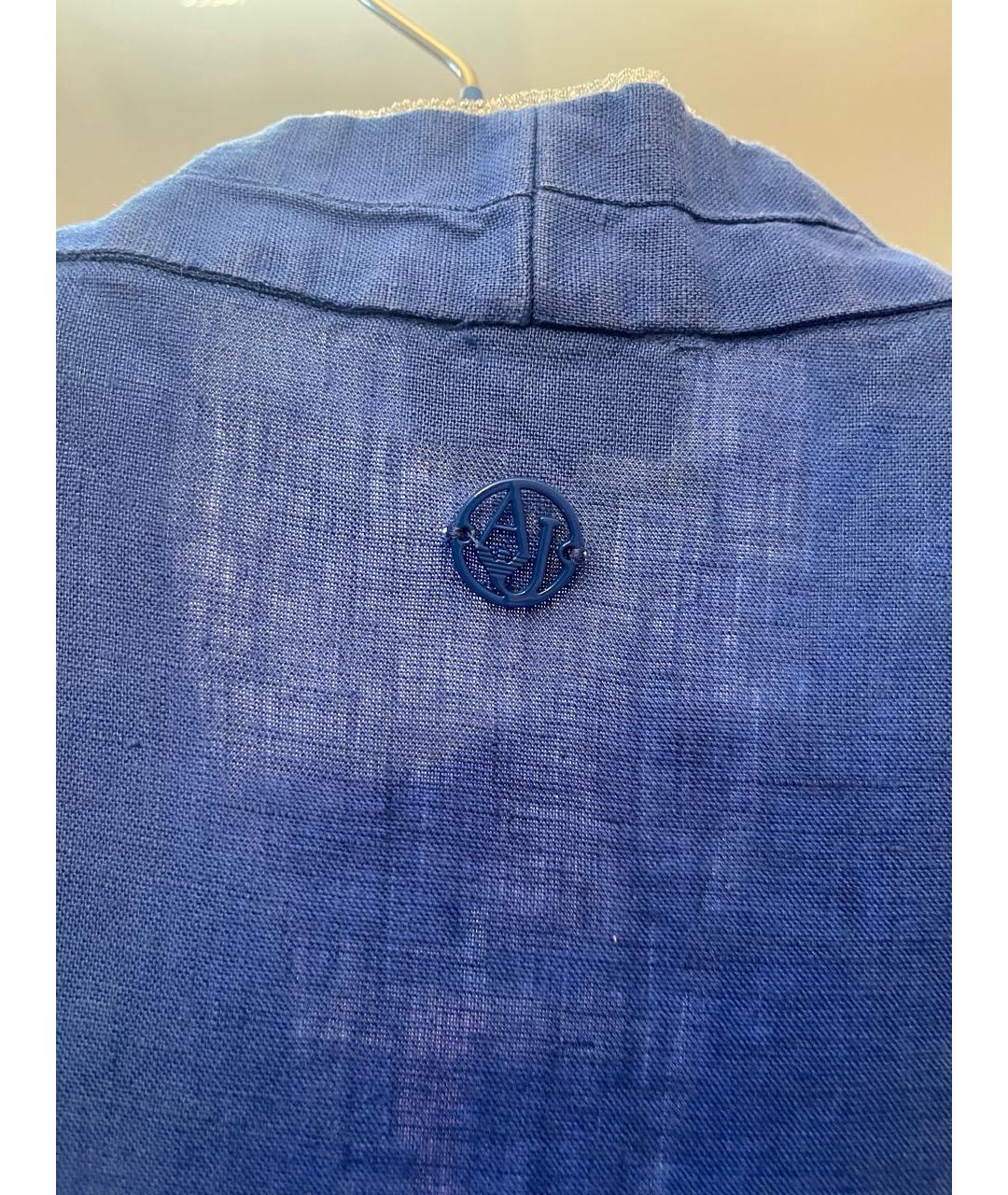 ARMANI JEANS Голубое льняное повседневное платье, фото 5