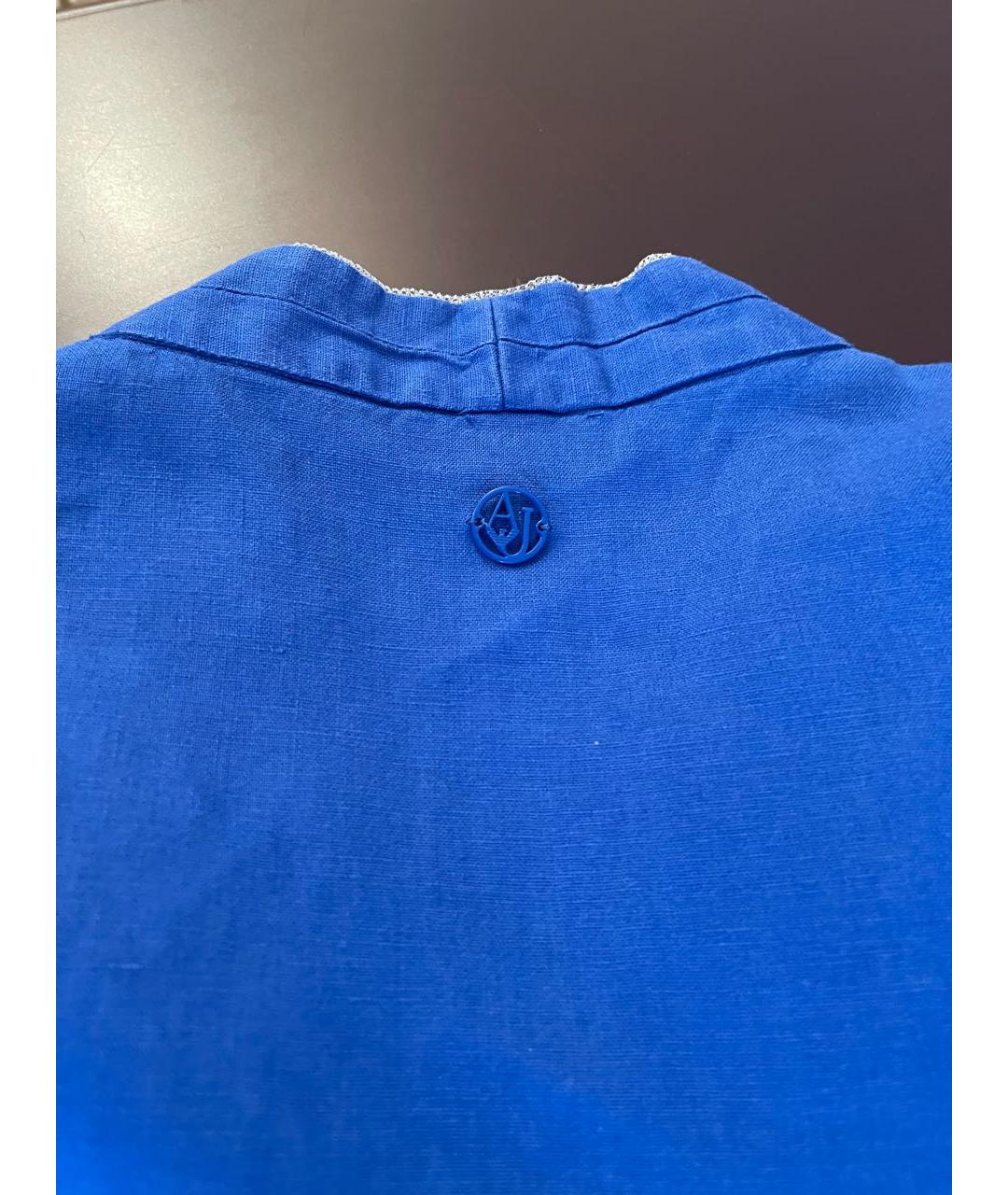 ARMANI JEANS Голубое льняное повседневное платье, фото 7