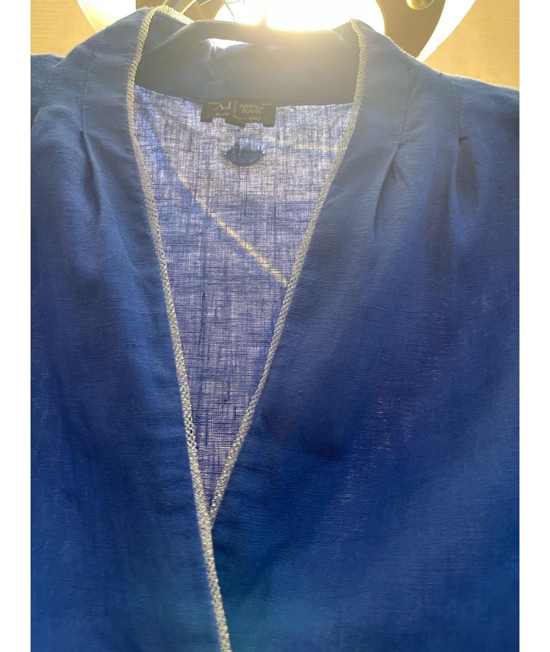 ARMANI JEANS Голубое льняное повседневное платье, фото 3