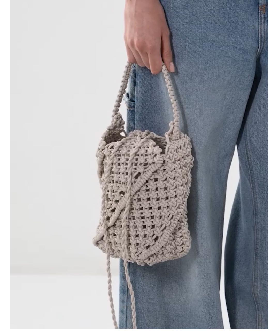 YUZEFI Серая пелетеная сумка с короткими ручками, фото 2