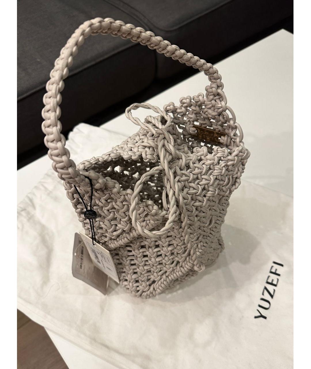 YUZEFI Серая пелетеная сумка с короткими ручками, фото 4