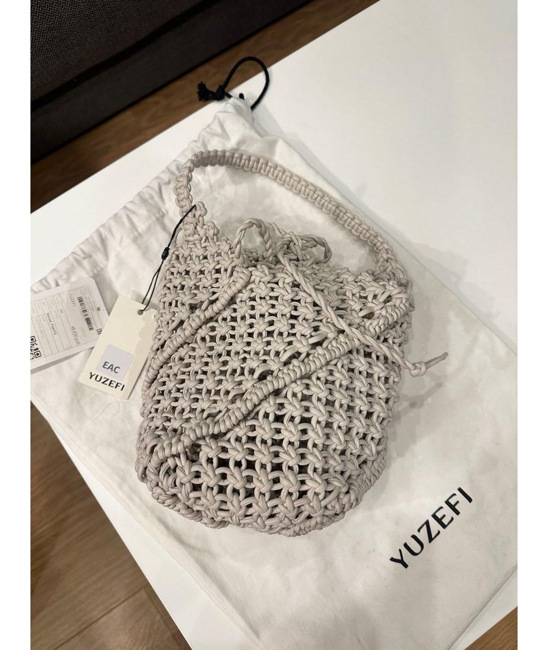 YUZEFI Серая пелетеная сумка с короткими ручками, фото 3