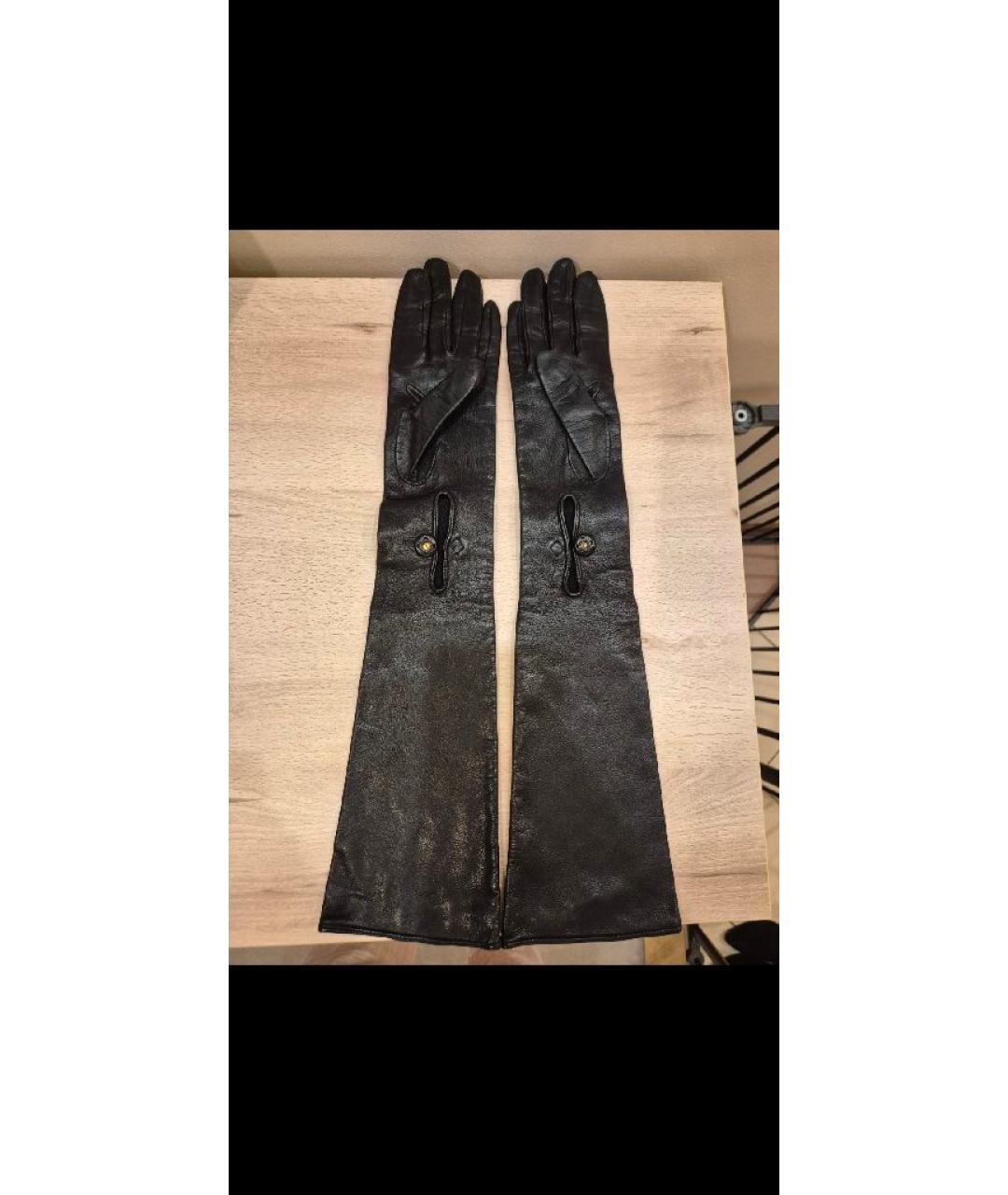 PRADA Черные кожаные перчатки, фото 2