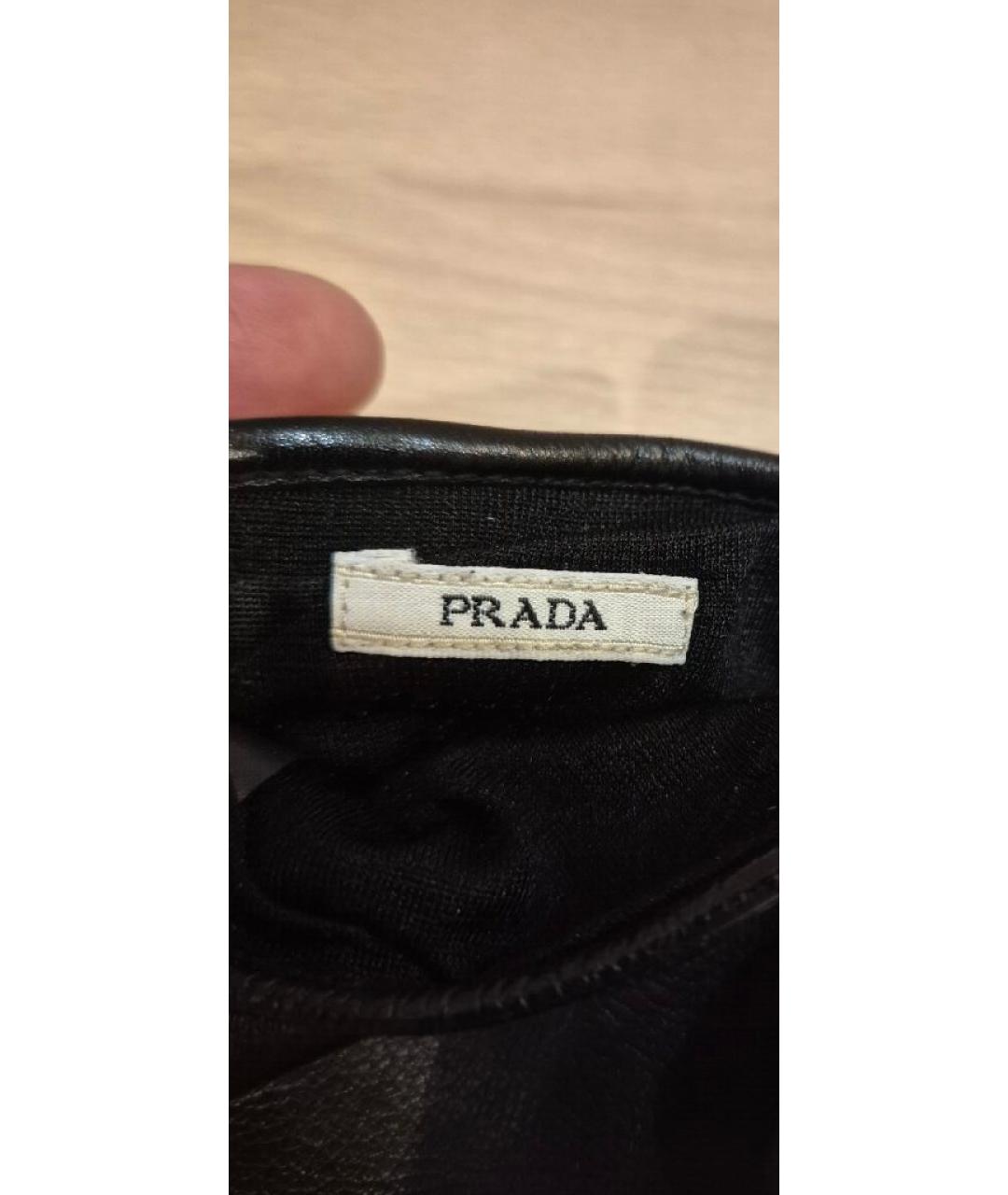 PRADA Черные кожаные перчатки, фото 5