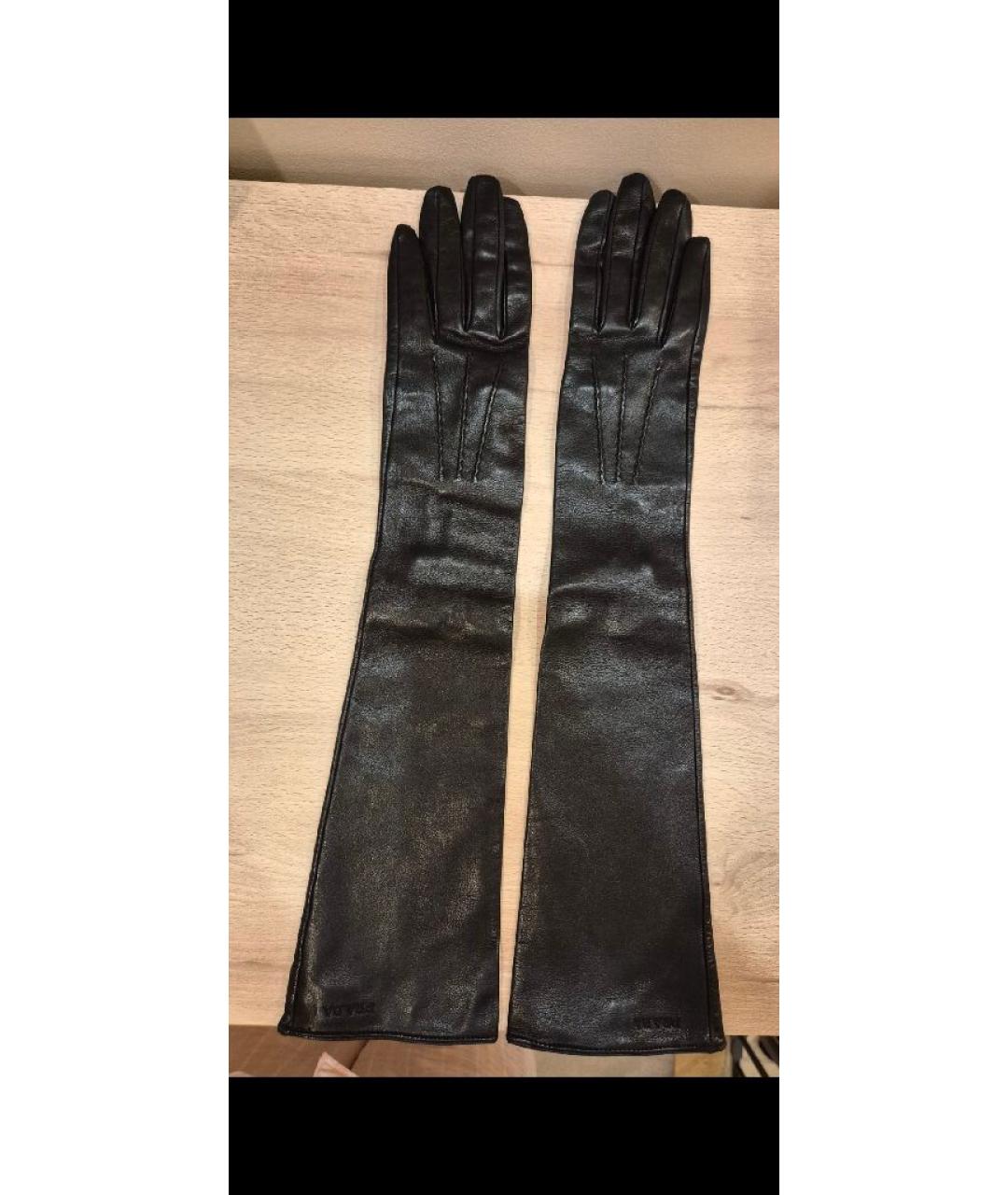 PRADA Черные кожаные перчатки, фото 9