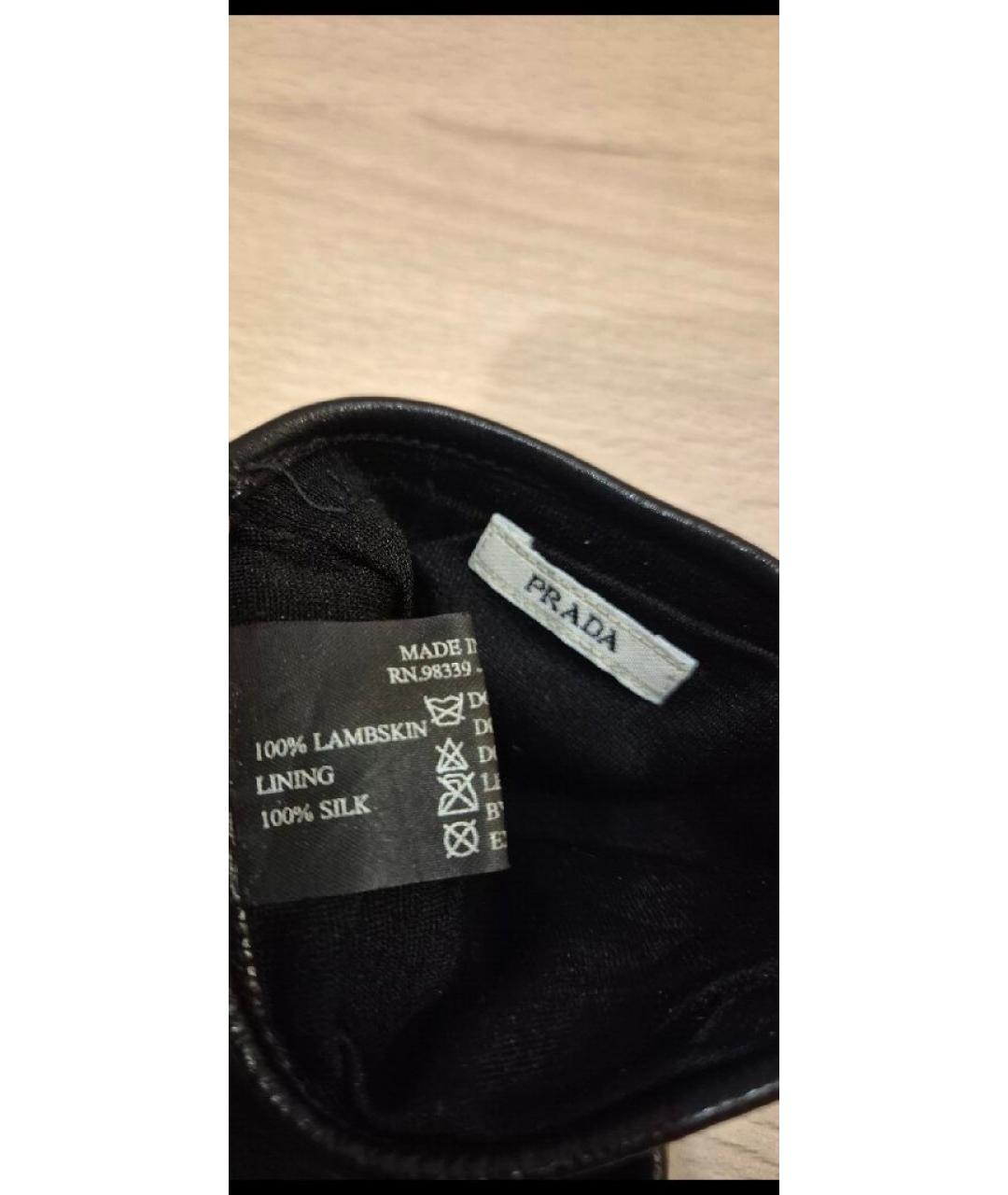 PRADA Черные кожаные перчатки, фото 6