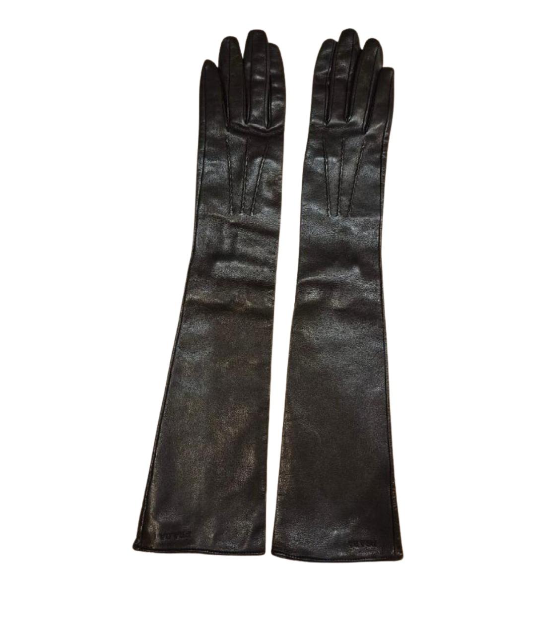 PRADA Черные кожаные перчатки, фото 1