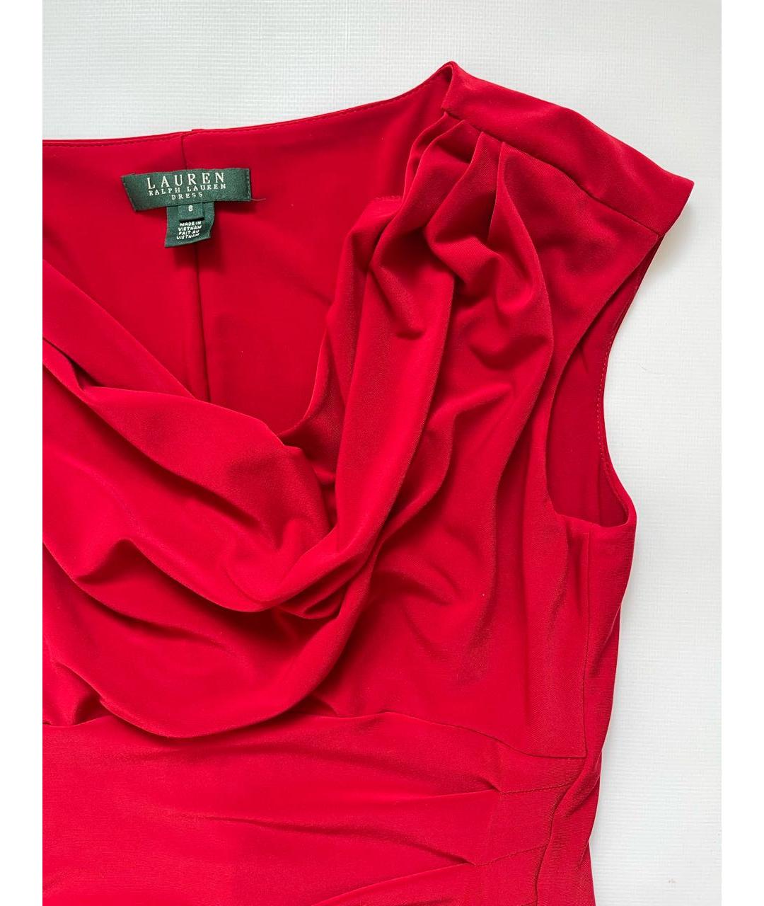 RALPH LAUREN Красное полиэстеровое коктейльное платье, фото 3