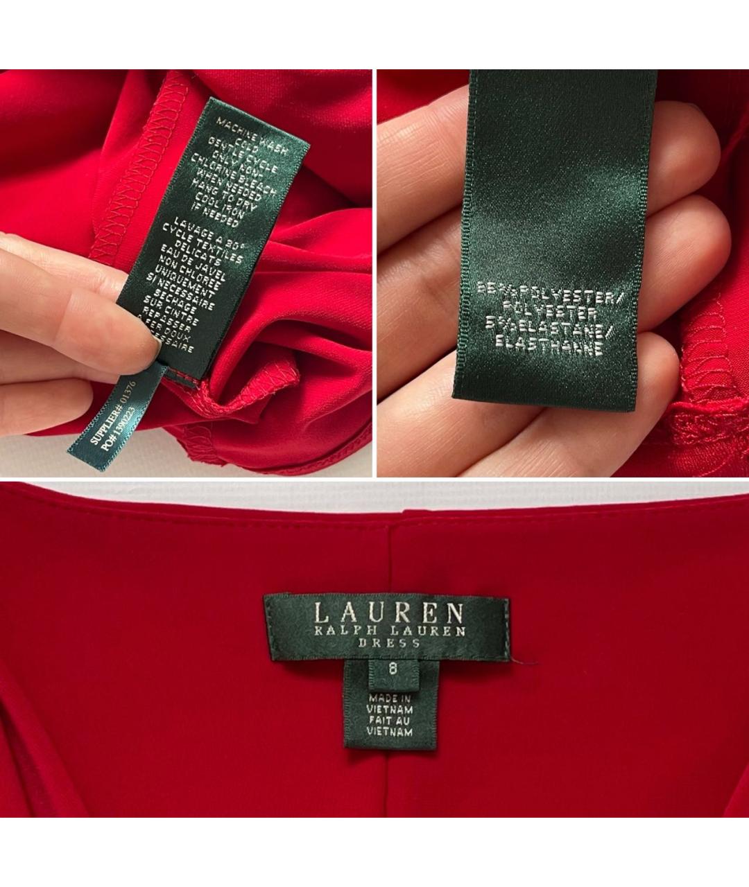 RALPH LAUREN Красное полиэстеровое коктейльное платье, фото 5