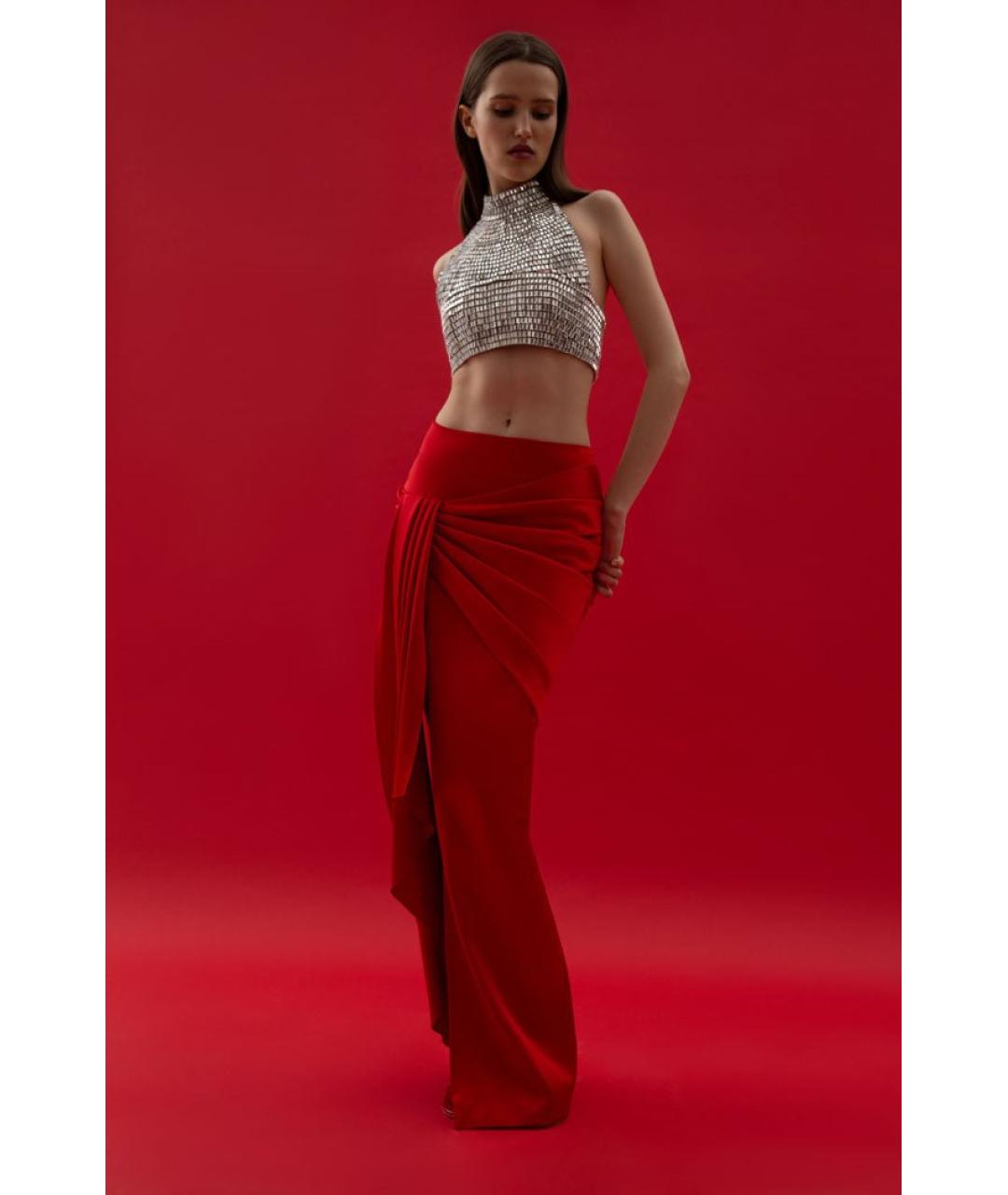 RASARIO Черная атласная юбка макси, фото 4