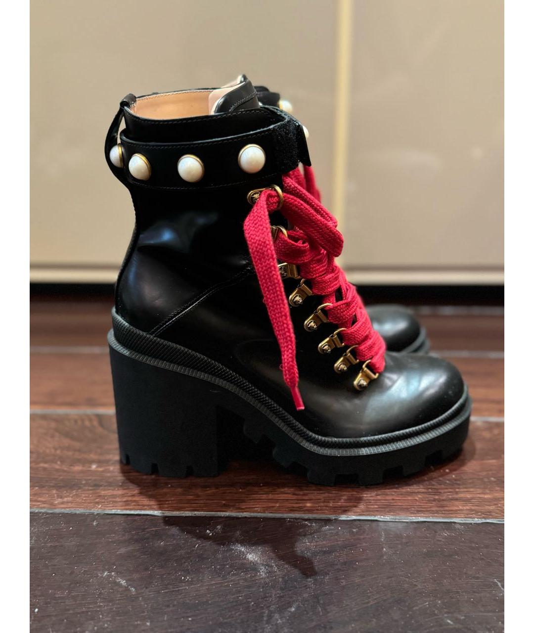 GUCCI Черные кожаные ботинки, фото 7