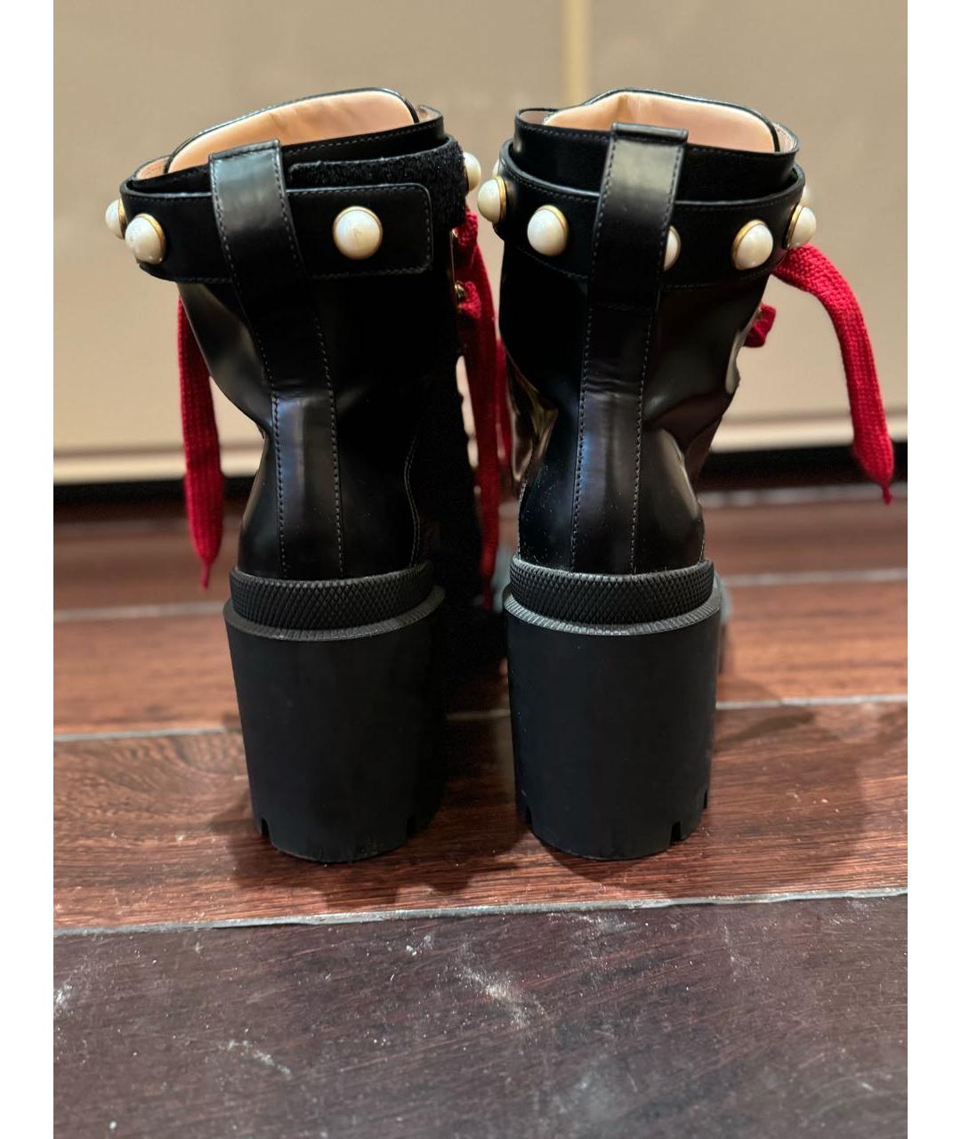 GUCCI Черные кожаные ботинки, фото 4