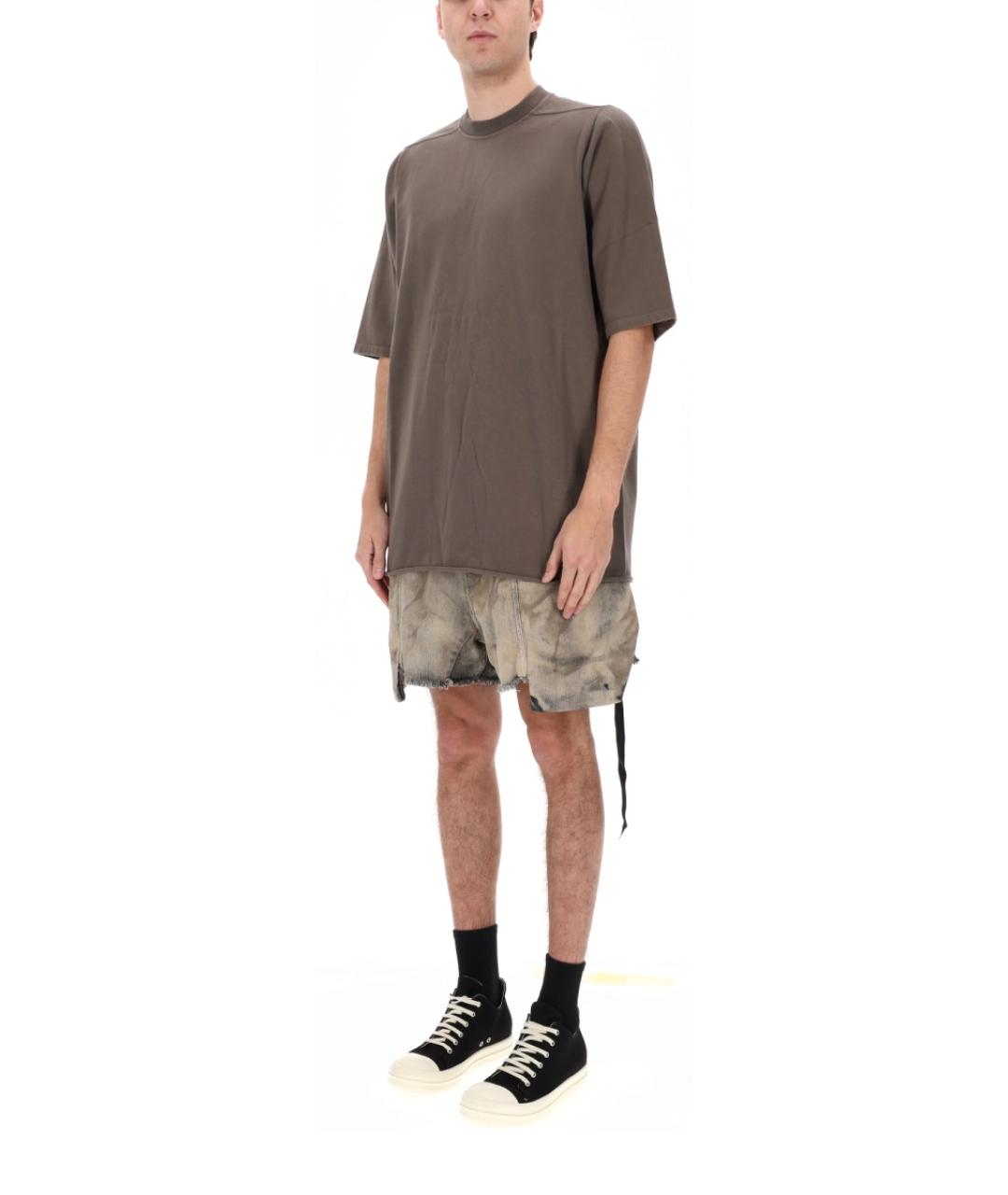 RICK OWENS DRKSHDW Коричневая хлопковая футболка, фото 4