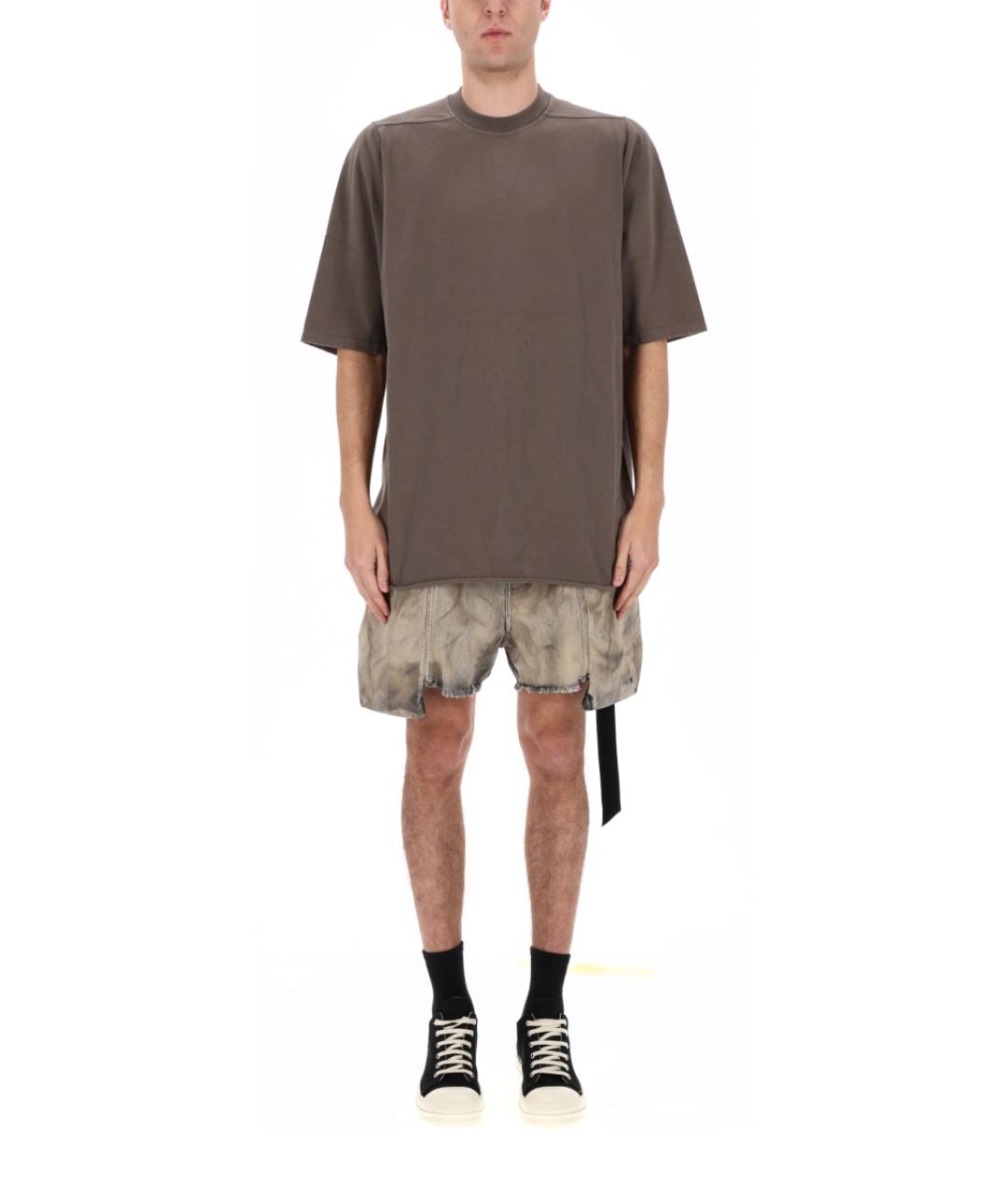 RICK OWENS DRKSHDW Коричневая хлопковая футболка, фото 3