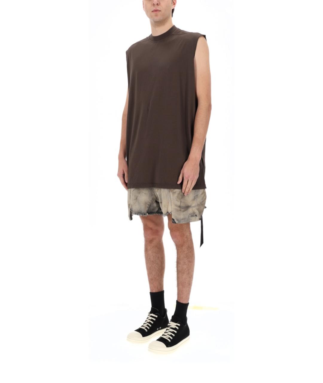 RICK OWENS DRKSHDW Коричневая хлопковая майка, фото 4