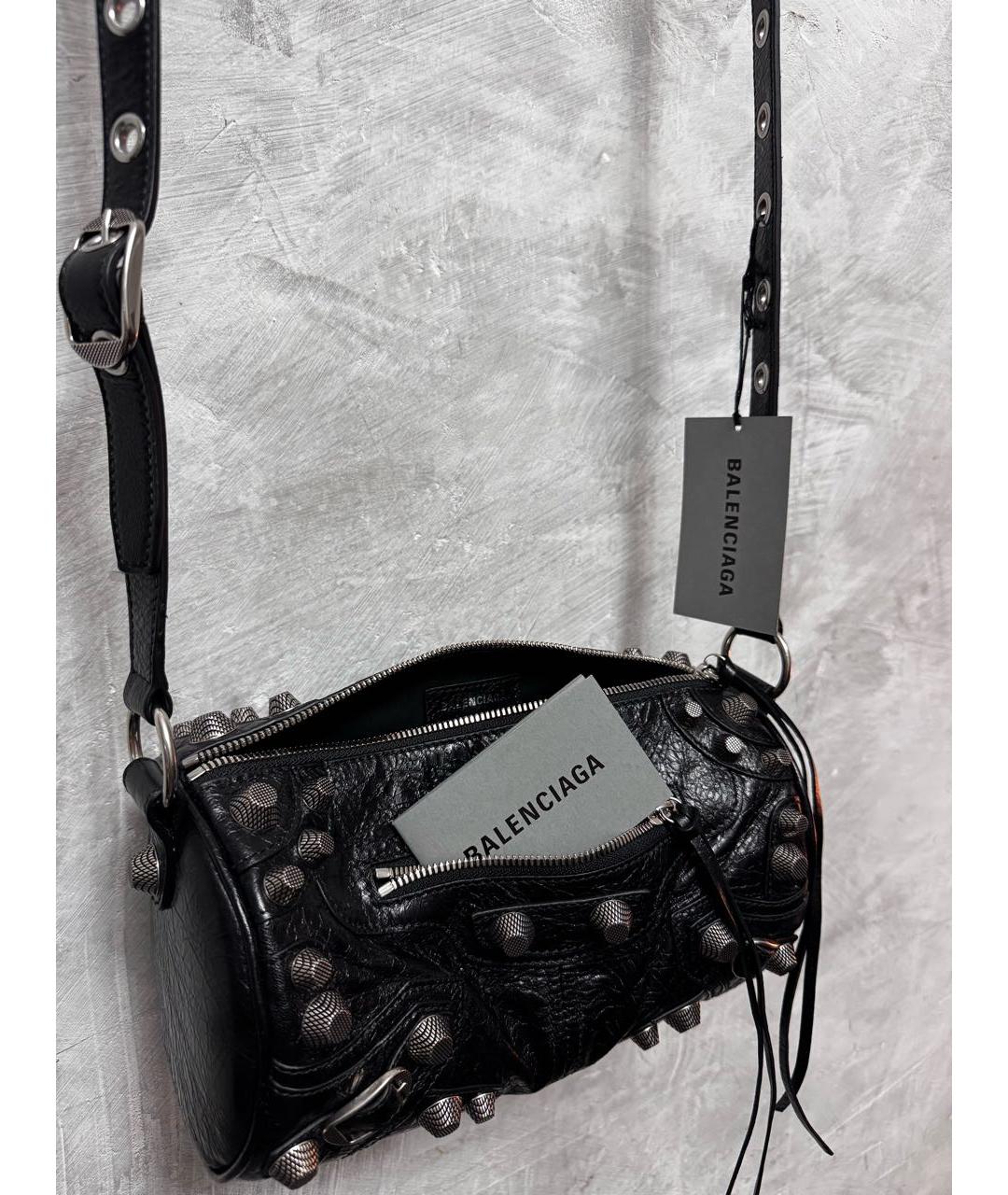 BALENCIAGA Черная кожаная сумка через плечо, фото 2