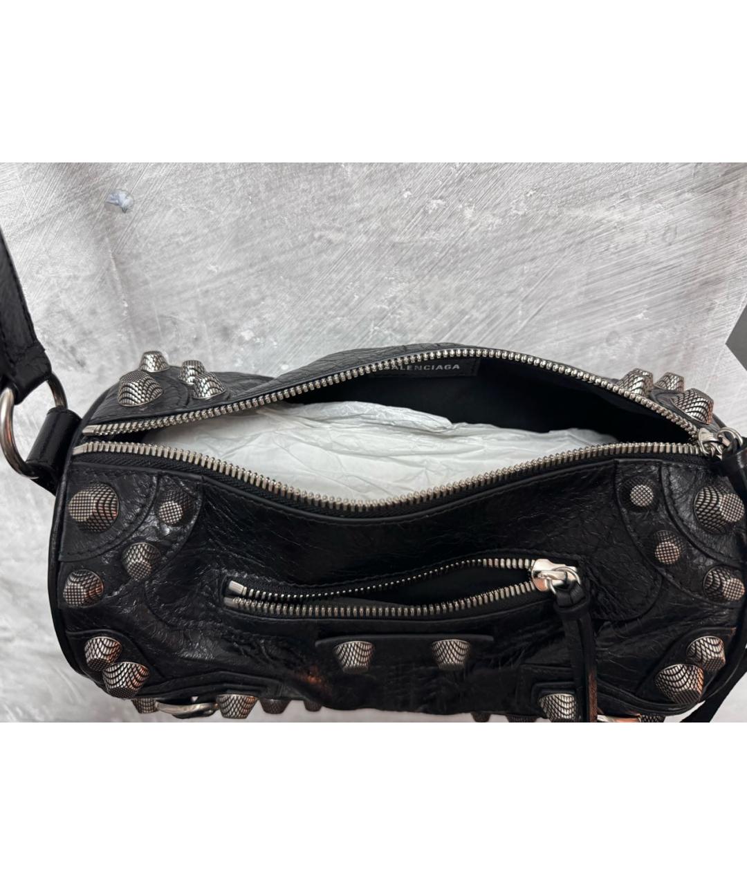 BALENCIAGA Черная кожаная сумка через плечо, фото 4