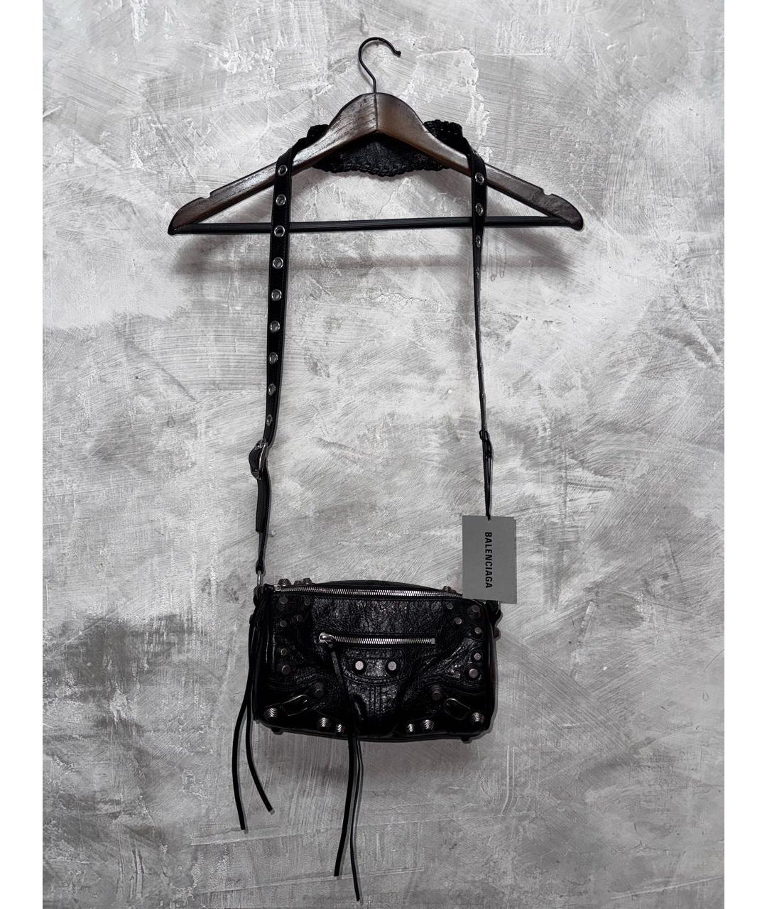 BALENCIAGA Черная кожаная сумка через плечо, фото 6