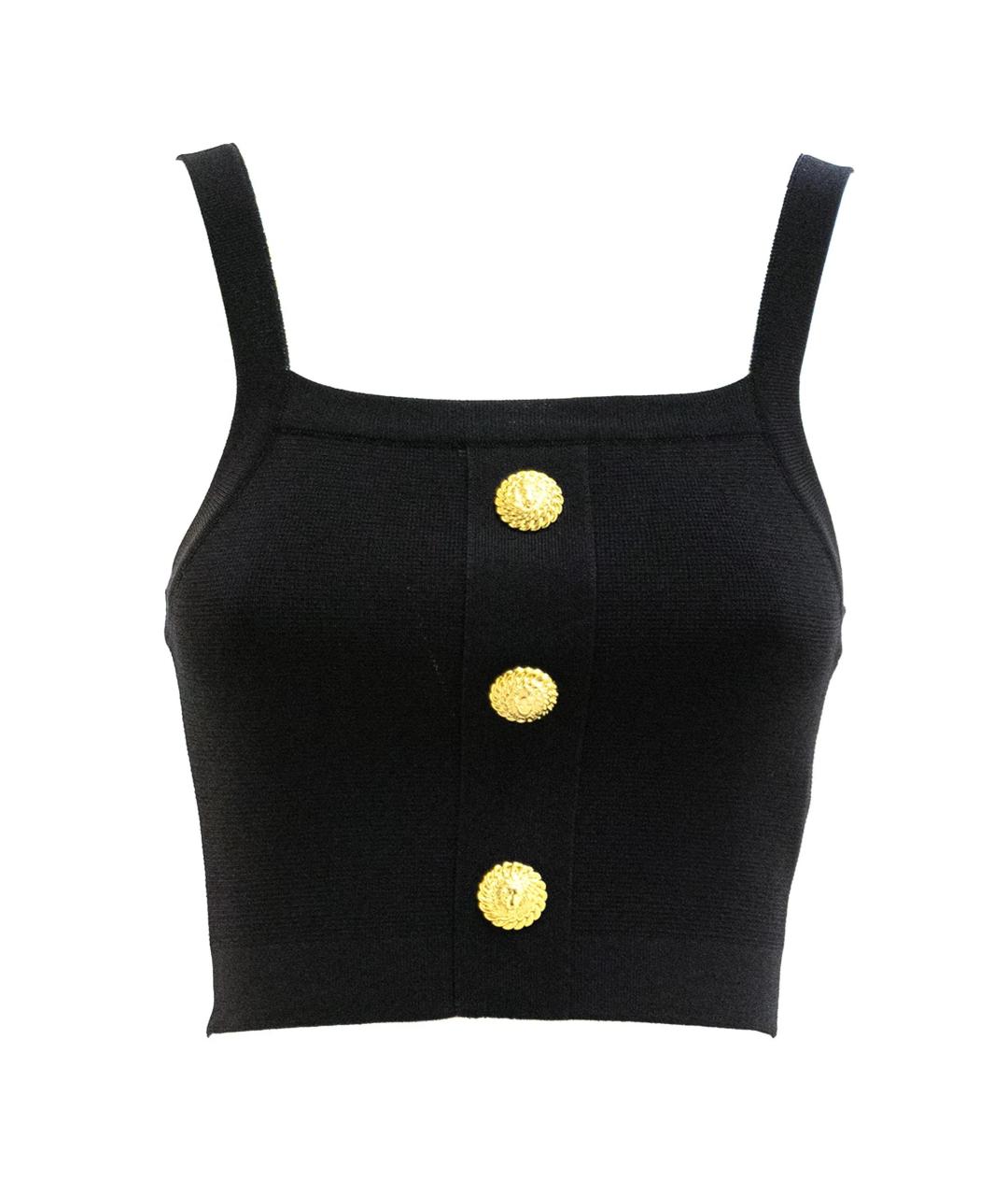 BALMAIN Черная вискозная майка, фото 1