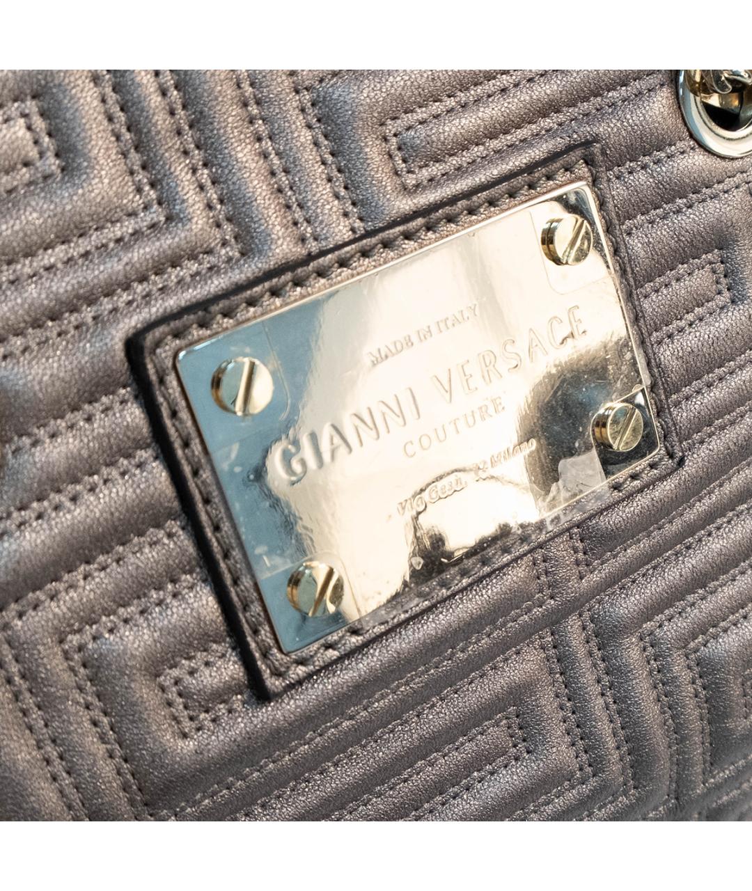 VERSACE Серая кожаная сумка тоут, фото 4