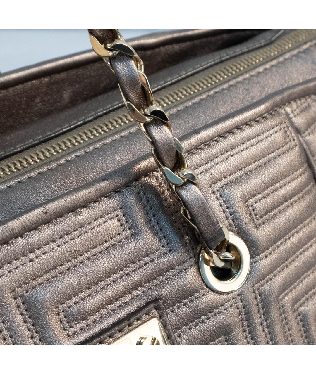 VERSACE Серая кожаная сумка тоут, фото 5