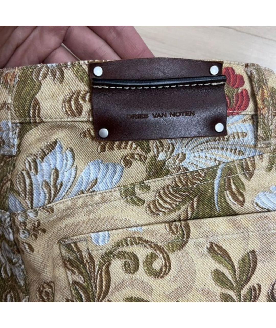 DRIES VAN NOTEN Бежевые хлопковые прямые брюки, фото 3