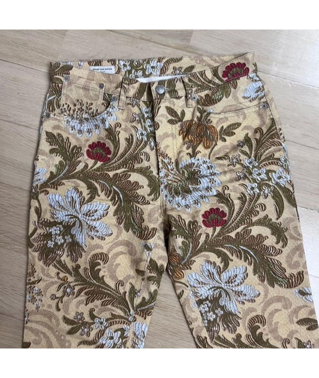 DRIES VAN NOTEN Бежевые хлопковые прямые брюки, фото 4