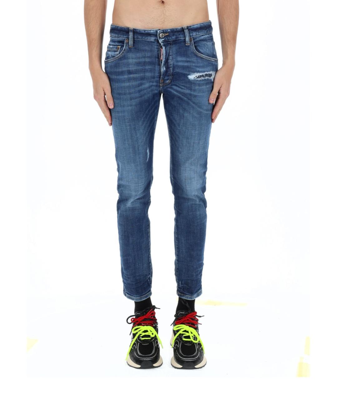 DSQUARED2 Синие хлопко-полиэстеровые джинсы скинни, фото 5