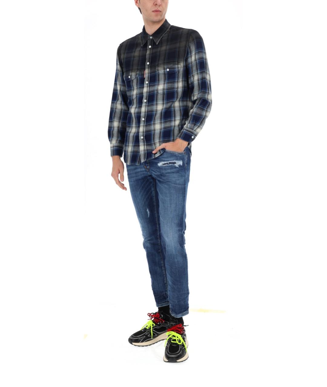 DSQUARED2 Синие хлопко-полиэстеровые джинсы скинни, фото 2