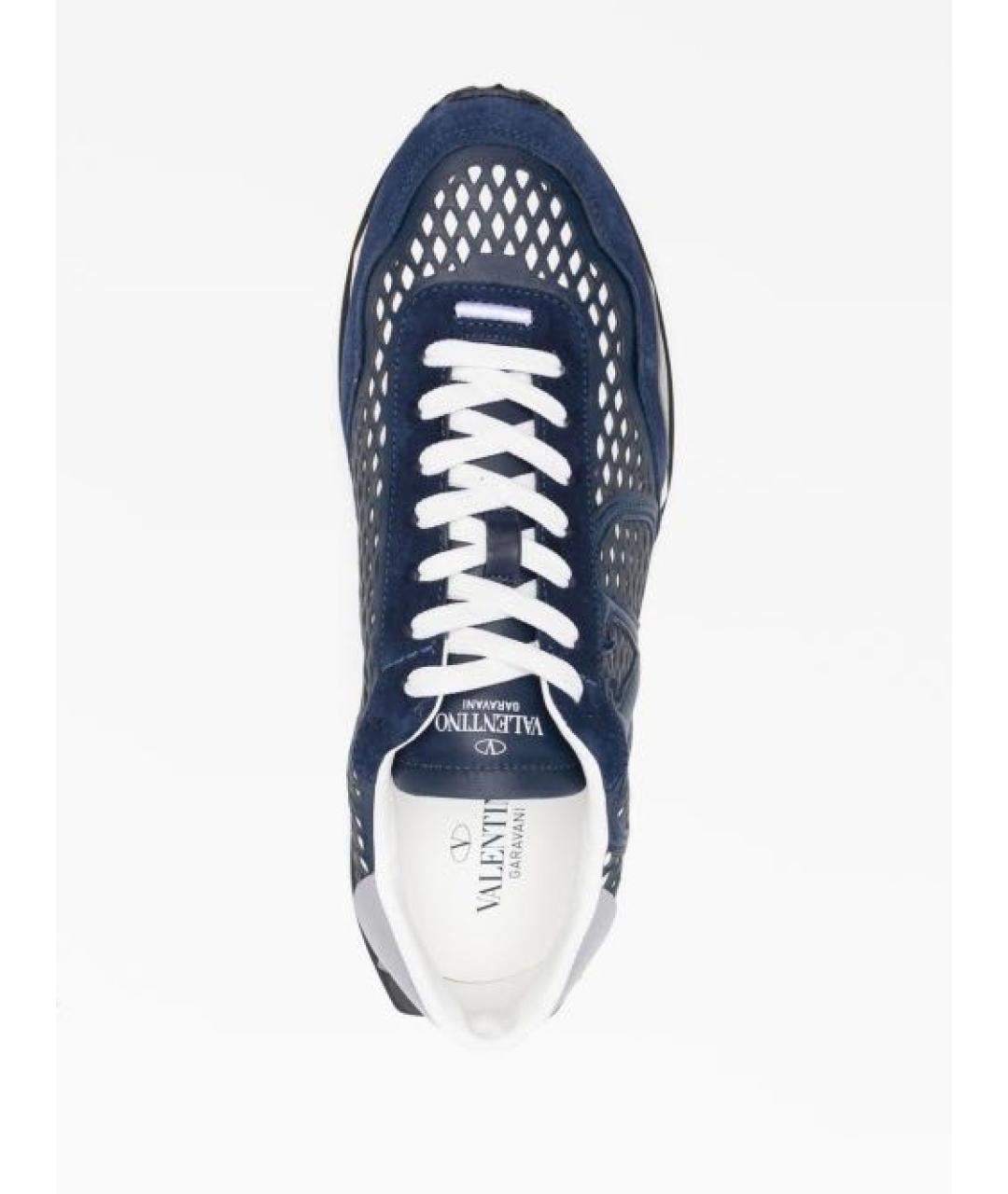 VALENTINO Синие кожаные низкие кроссовки / кеды, фото 3