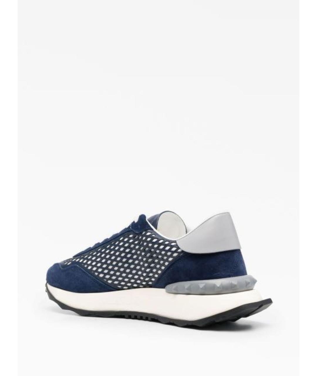 VALENTINO Синие кожаные низкие кроссовки / кеды, фото 2