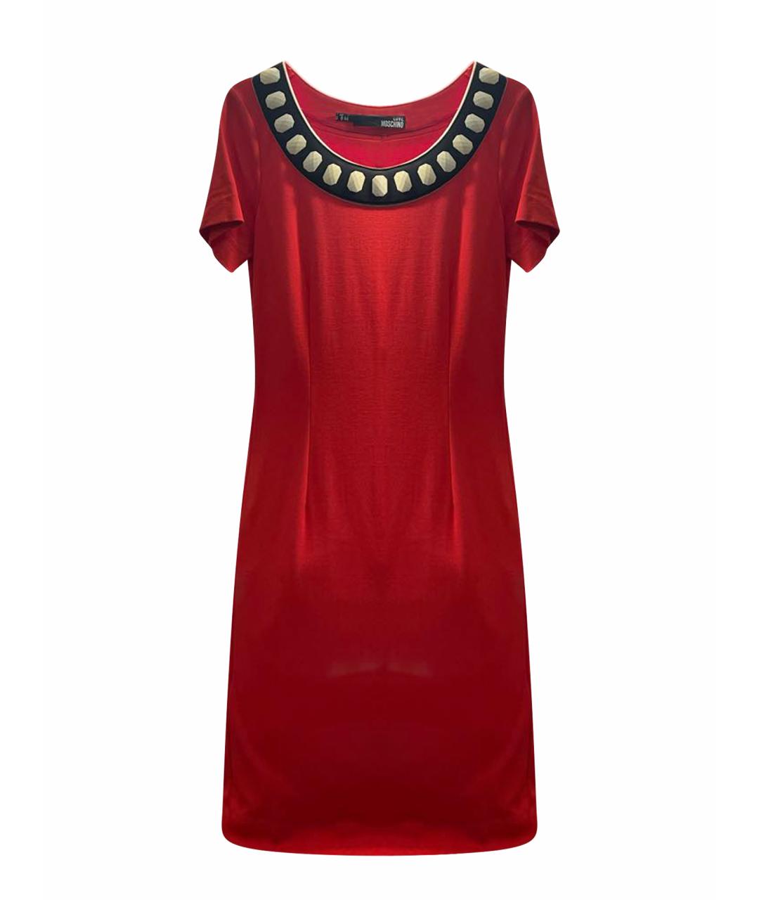 LOVE MOSCHINO Красное вискозное повседневное платье, фото 1