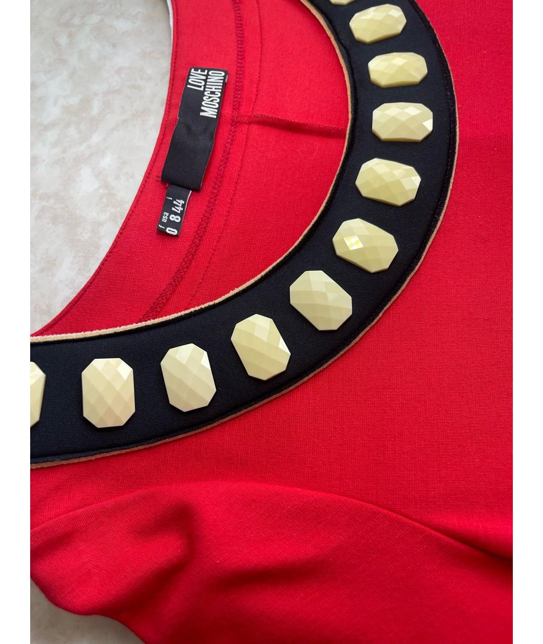 LOVE MOSCHINO Красное вискозное повседневное платье, фото 2