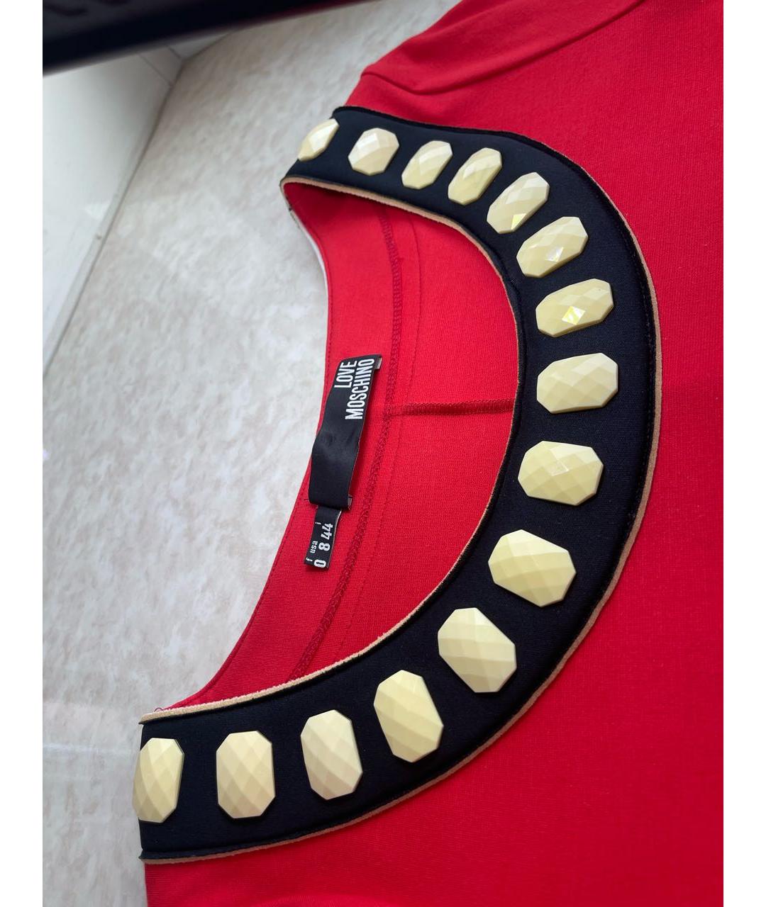 LOVE MOSCHINO Красное вискозное повседневное платье, фото 3