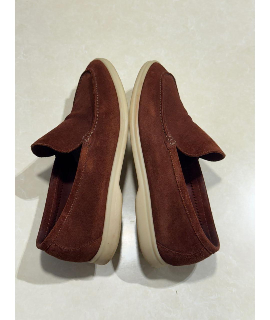 LORO PIANA Коричневые замшевые лоферы, фото 7