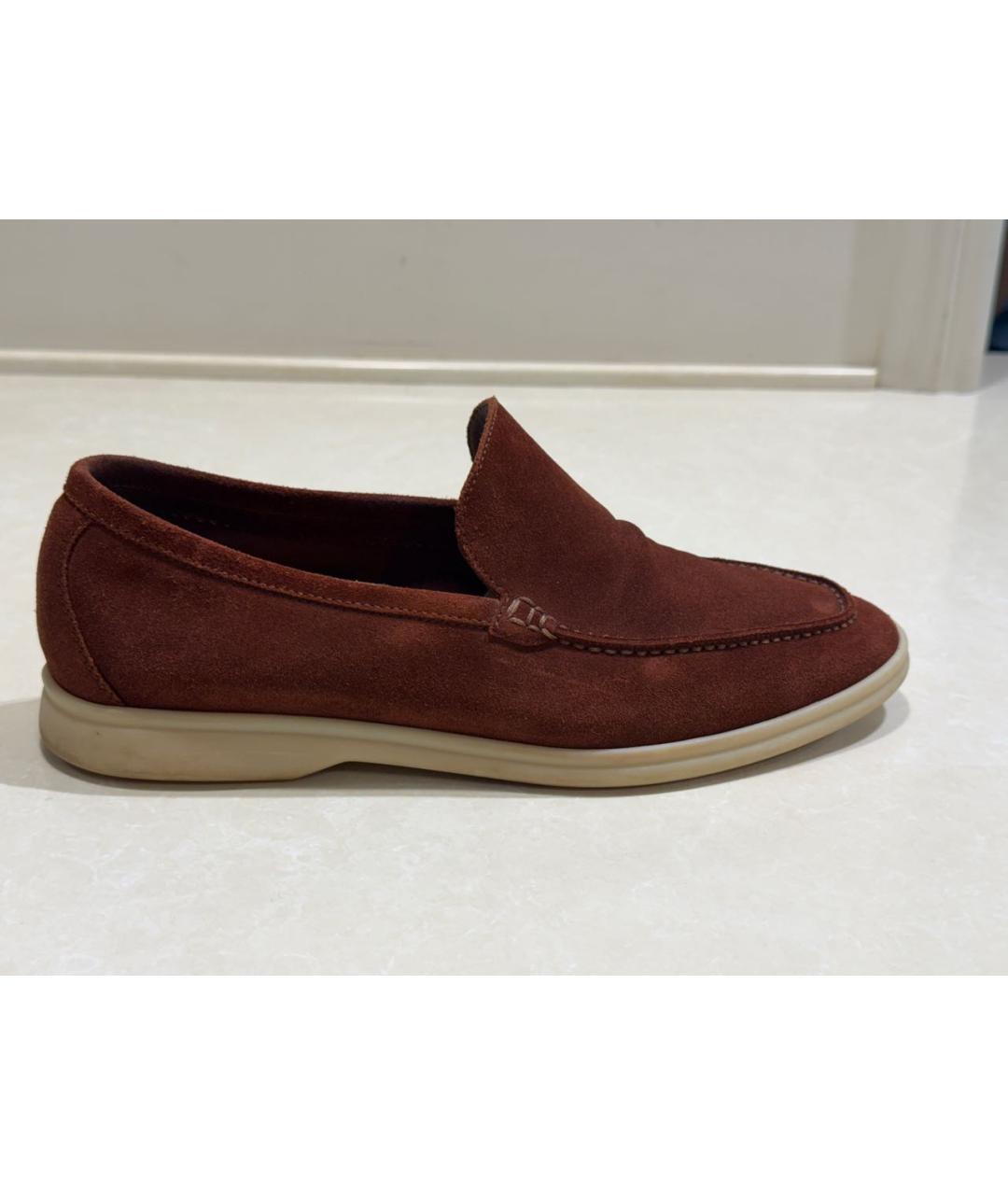 LORO PIANA Коричневые замшевые лоферы, фото 9