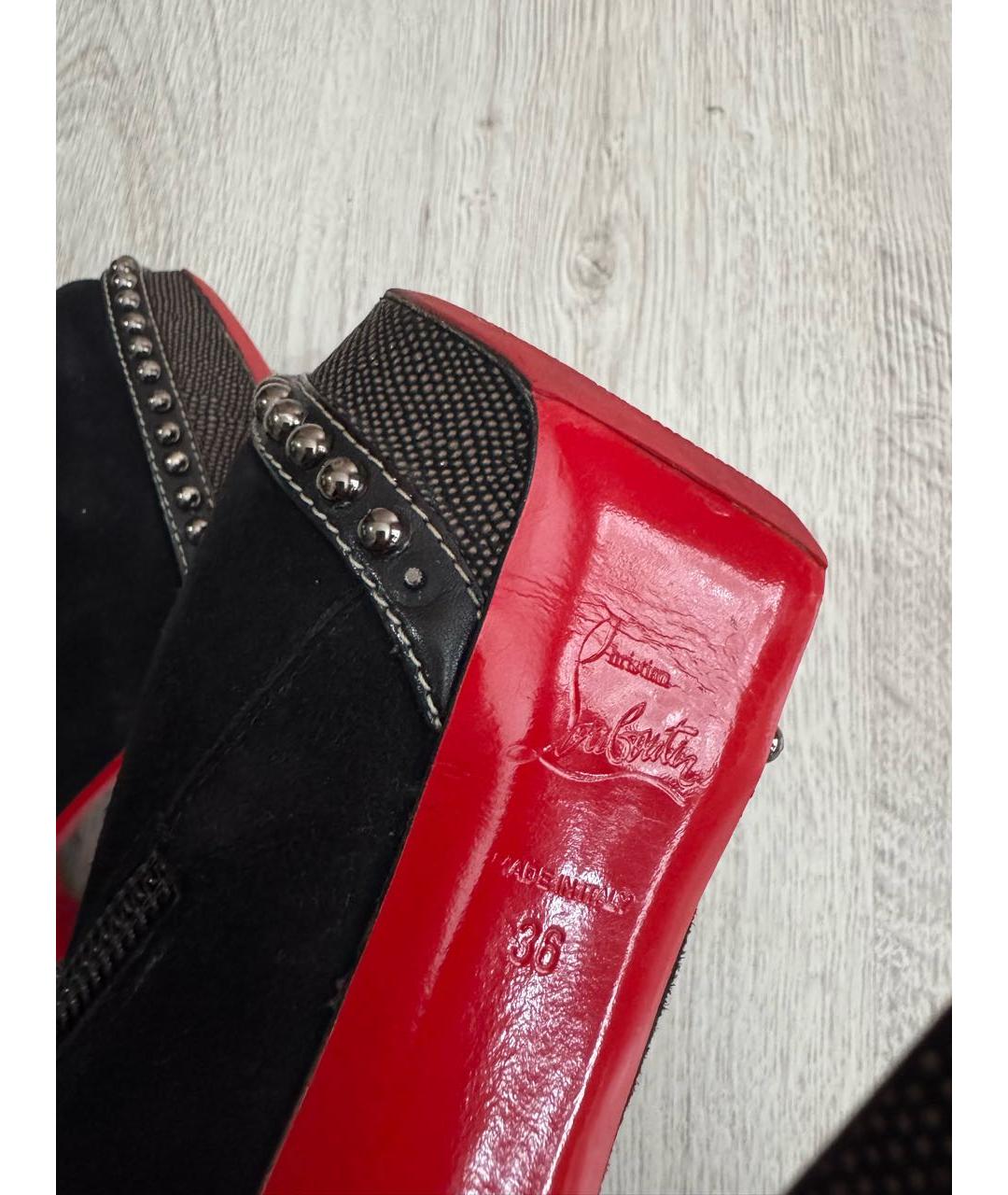 CHRISTIAN LOUBOUTIN Черные замшевые ботильоны, фото 7