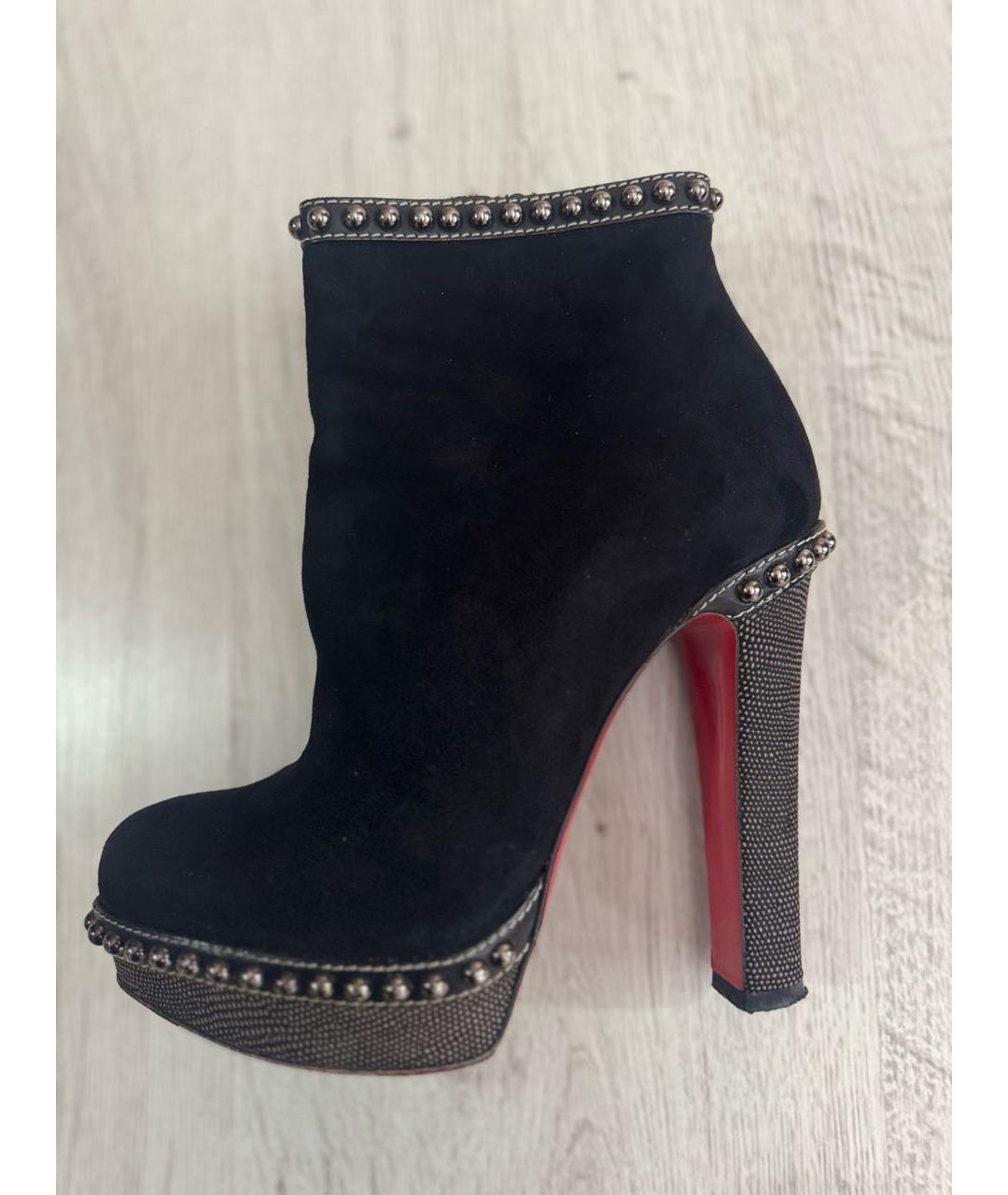 CHRISTIAN LOUBOUTIN Черные замшевые ботильоны, фото 9