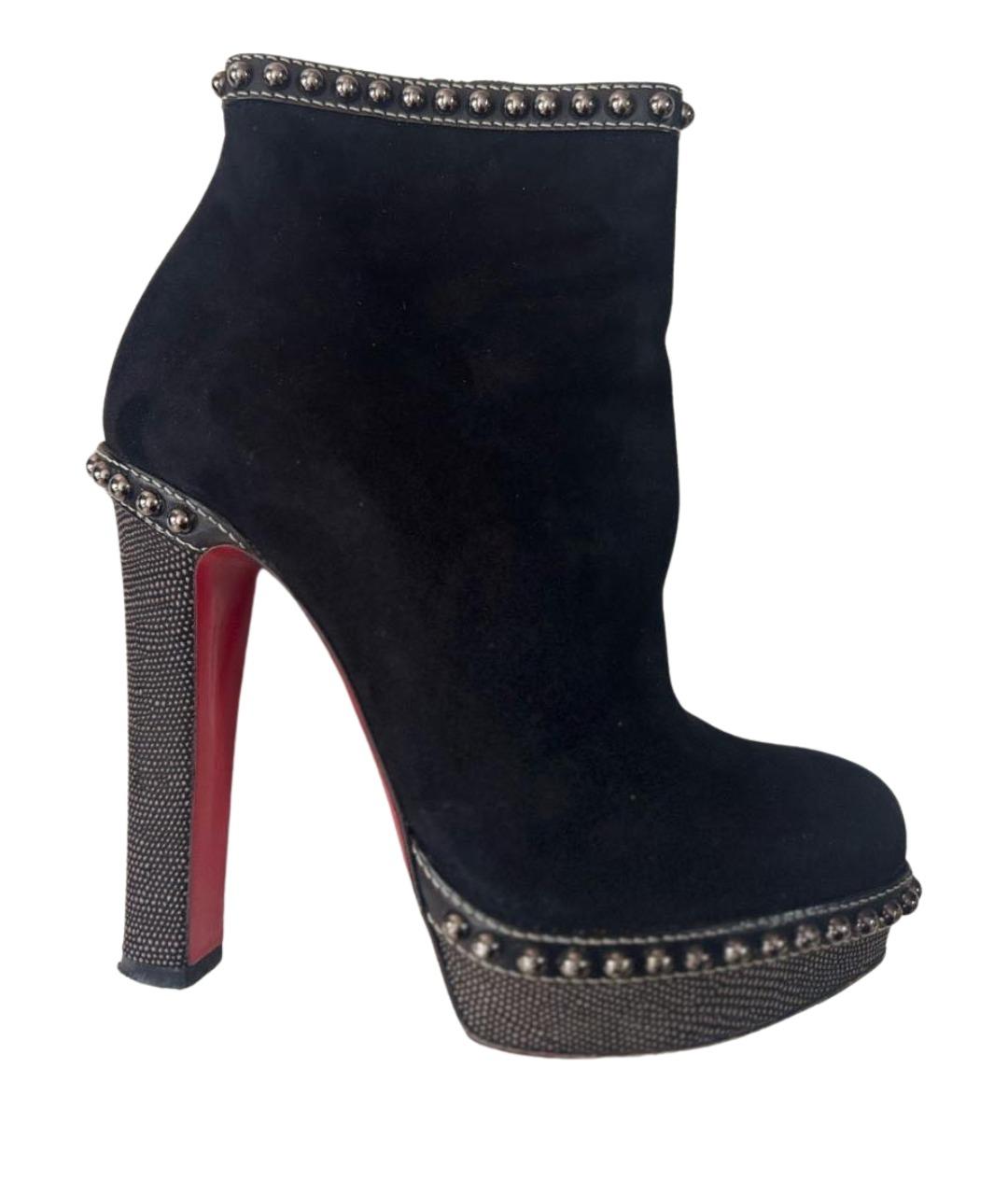 CHRISTIAN LOUBOUTIN Черные замшевые ботильоны, фото 1