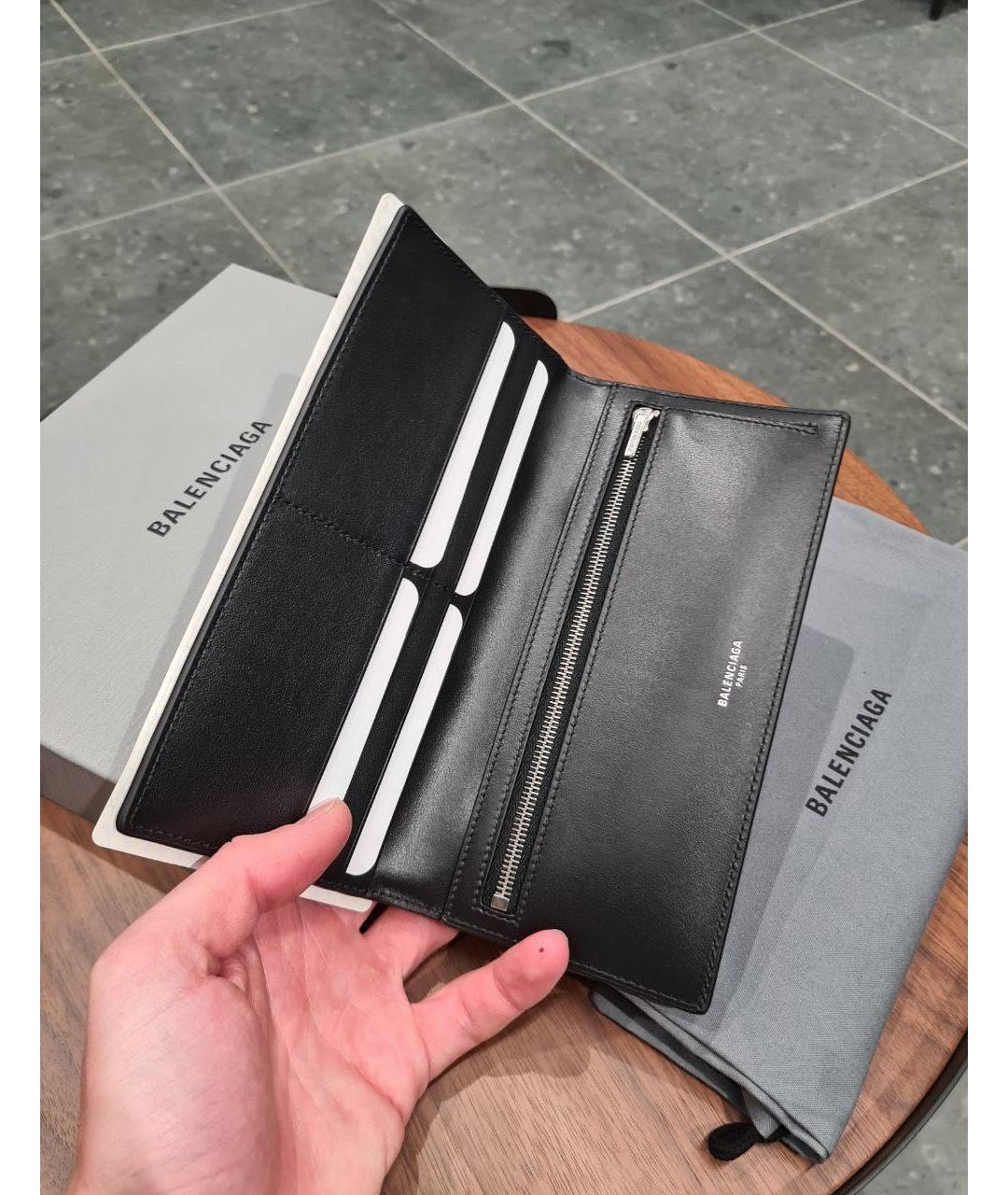 BALENCIAGA Черный кожаный кошелек, фото 5