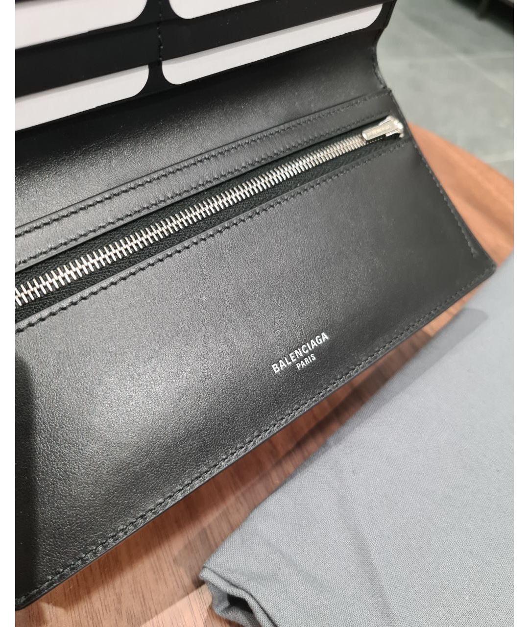 BALENCIAGA Черный кожаный кошелек, фото 6