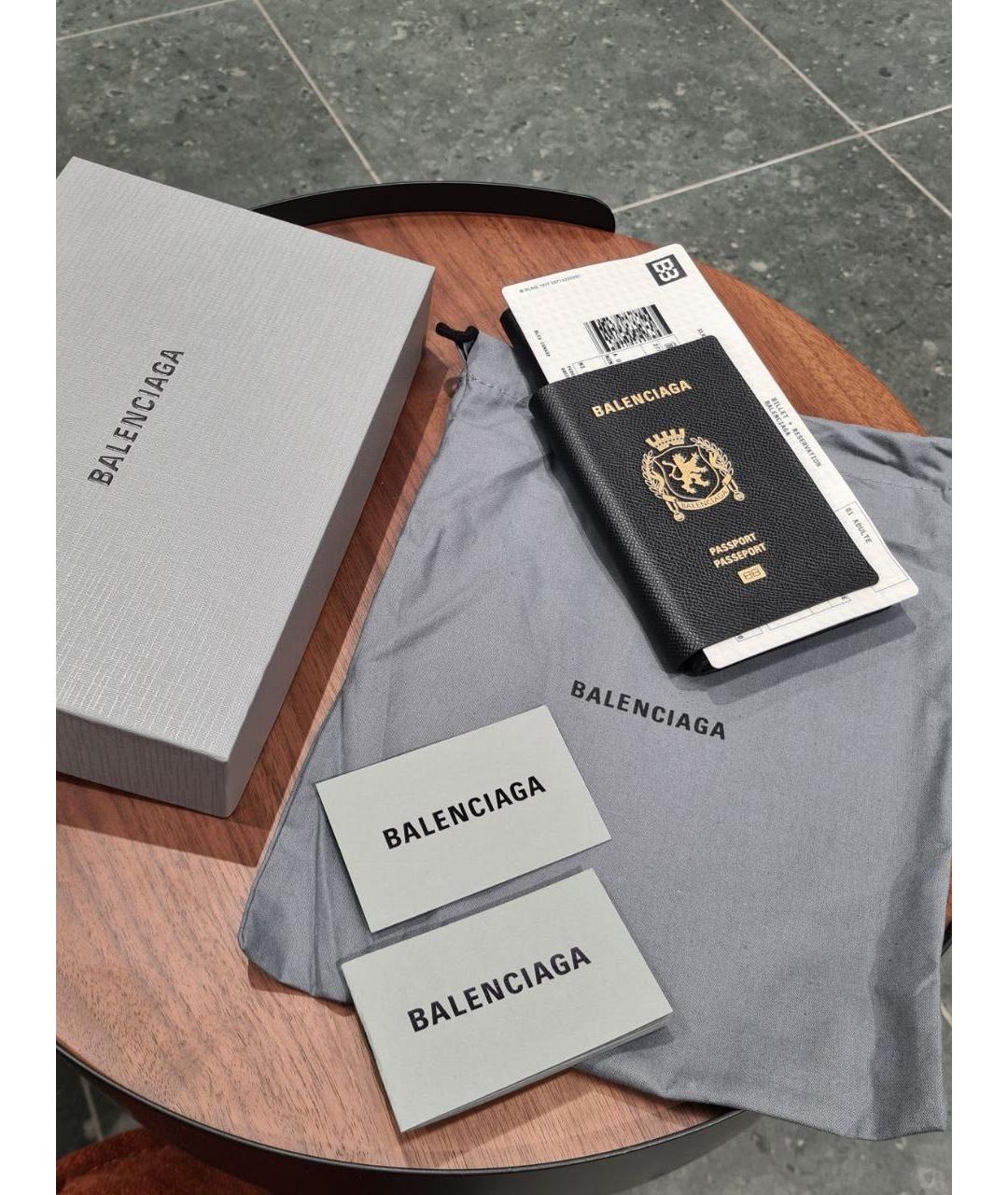 BALENCIAGA Черный кожаный кошелек, фото 8