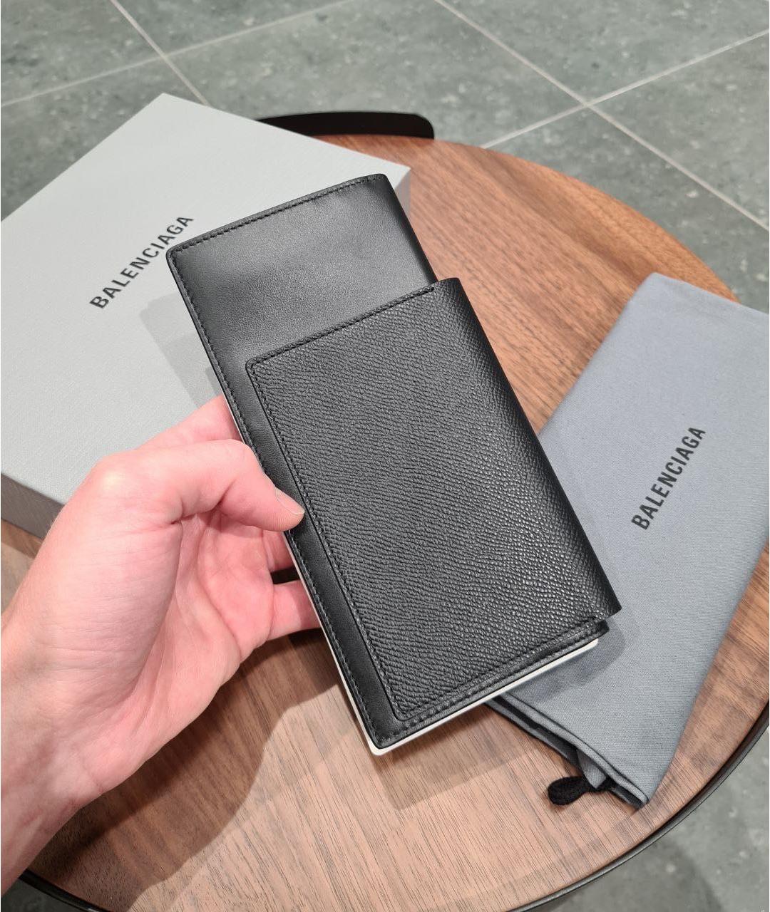 BALENCIAGA Черный кожаный кошелек, фото 4