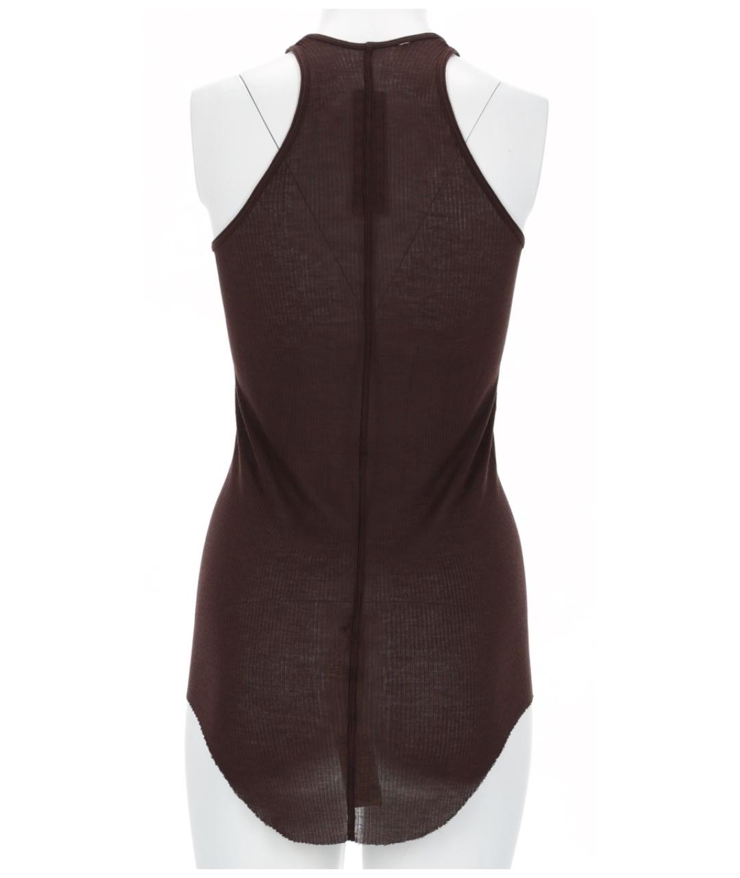 RICK OWENS Коричневая вискозная майка, фото 2