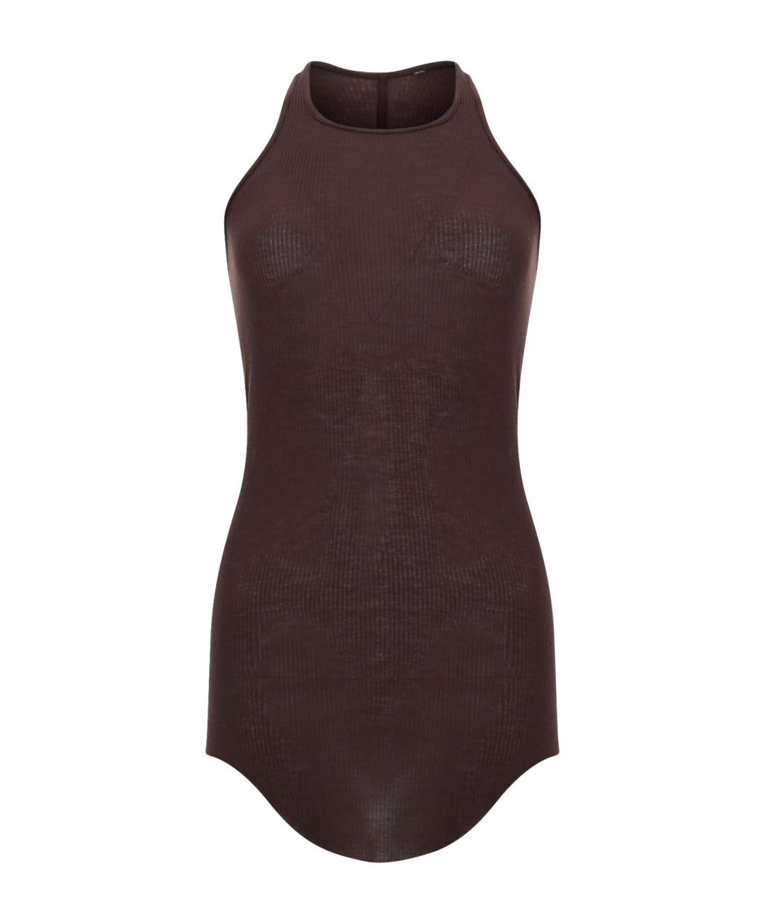 RICK OWENS Коричневая вискозная майка, фото 1