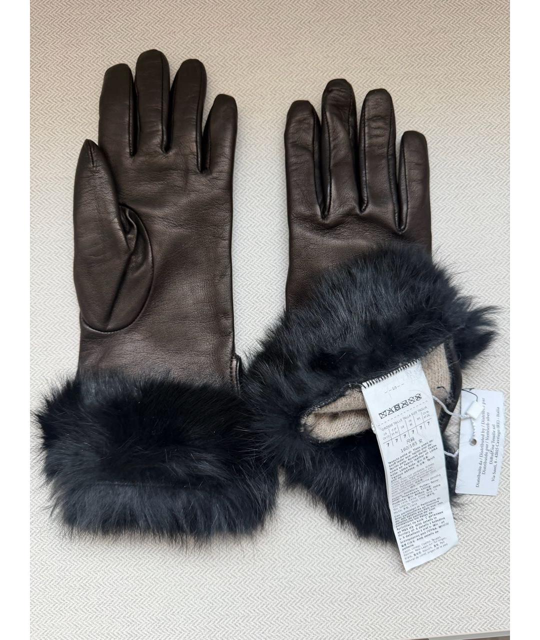 MAX MARA Коричневые кожаные перчатки, фото 4